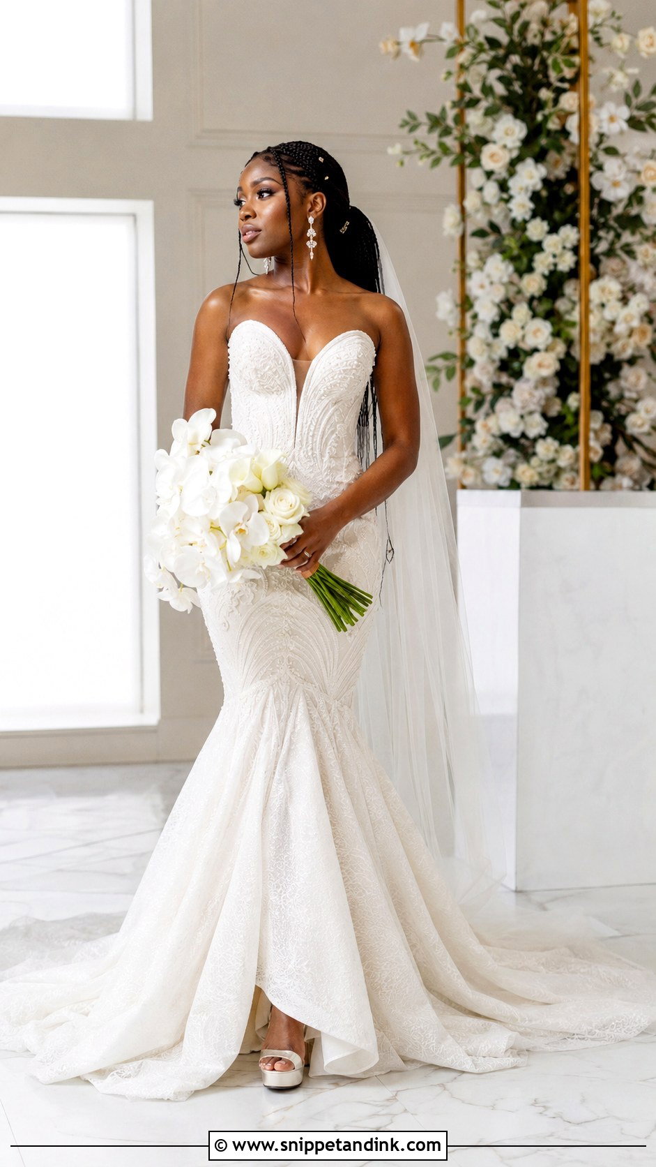 Box Braids With Mermaid Wedding Dress - Snippet and Ink - 20 Braid Dress Wedding Ideas