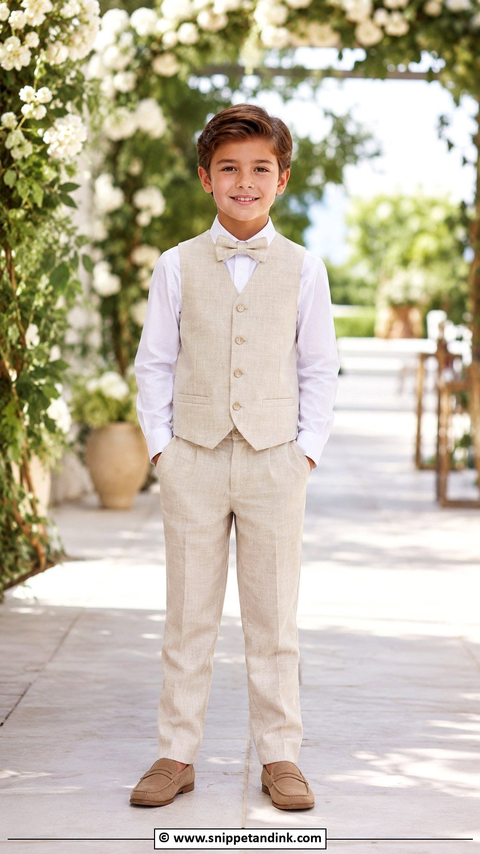 Boy Wedding Beige Linen Outfit - Snippet and Ink - 25 Boy Wedding Outfit Ideas
