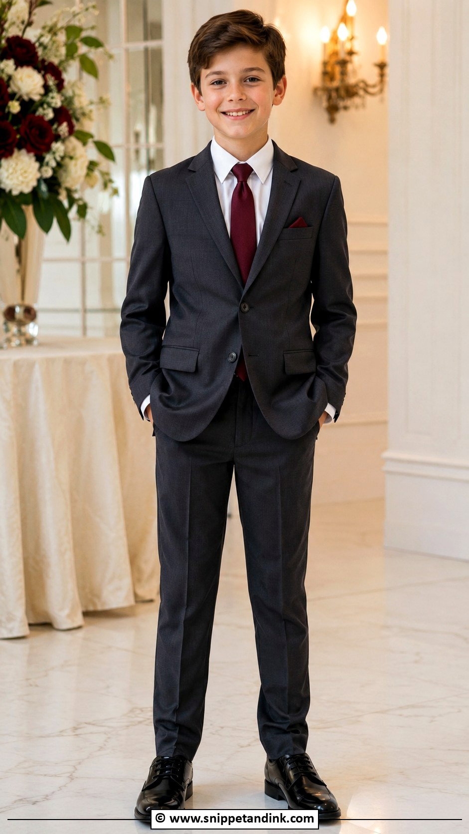 Boy Wedding Charcoal Suit Outfit - Snippet and Ink - 25 Boy Wedding Outfit Ideas