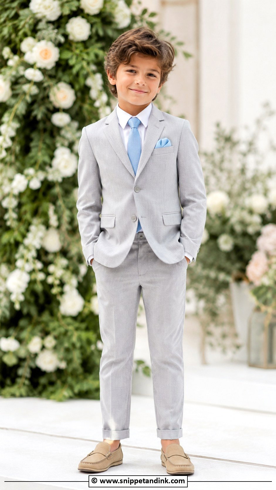 Boy Wedding Gray Suit Outfit - Snippet and Ink - 25 Boy Wedding Outfit Ideas