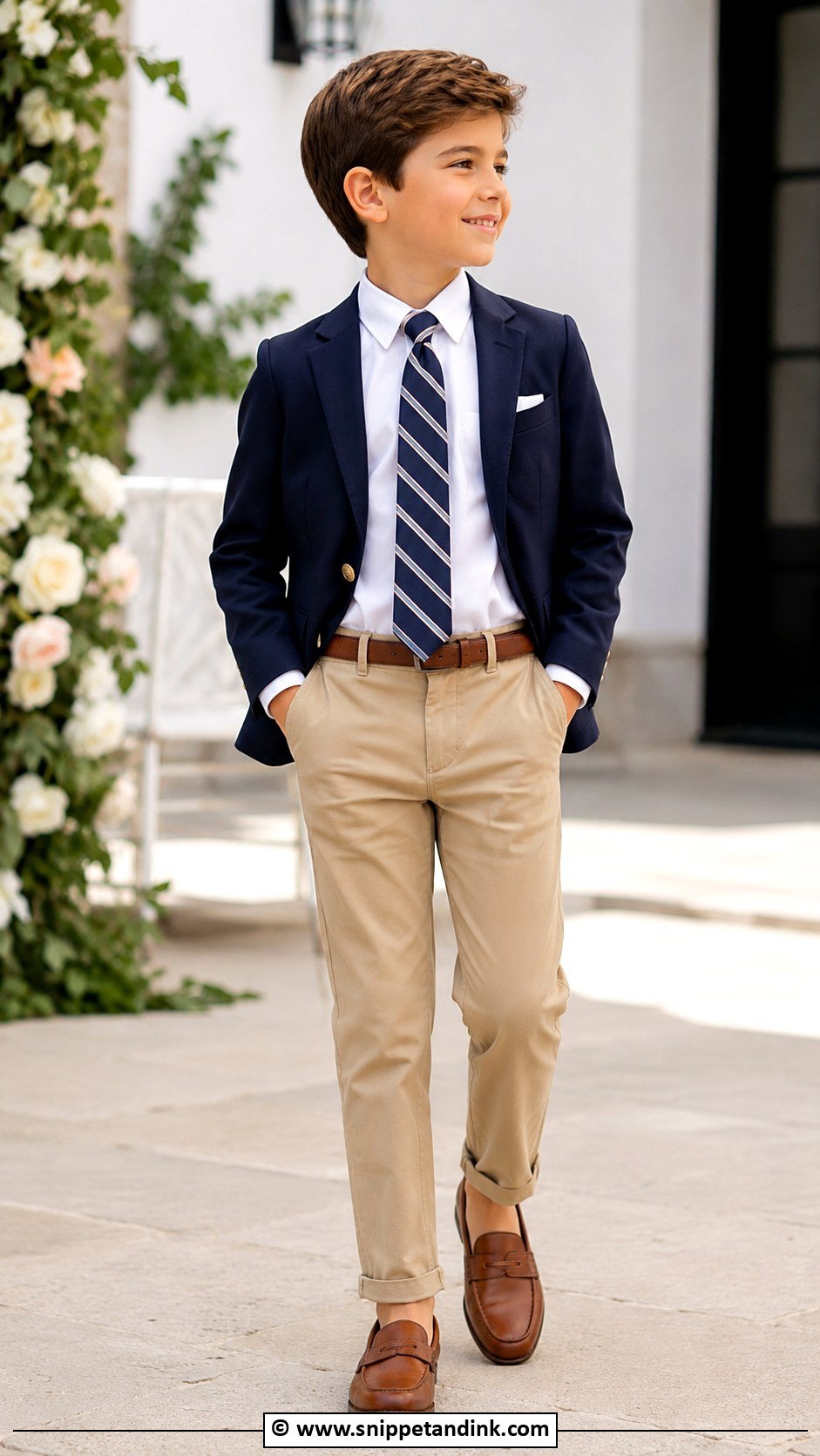 Boy Wedding Khaki Pants And Blazer Outfit - Snippet and Ink - 25 Boy Wedding Outfit Ideas