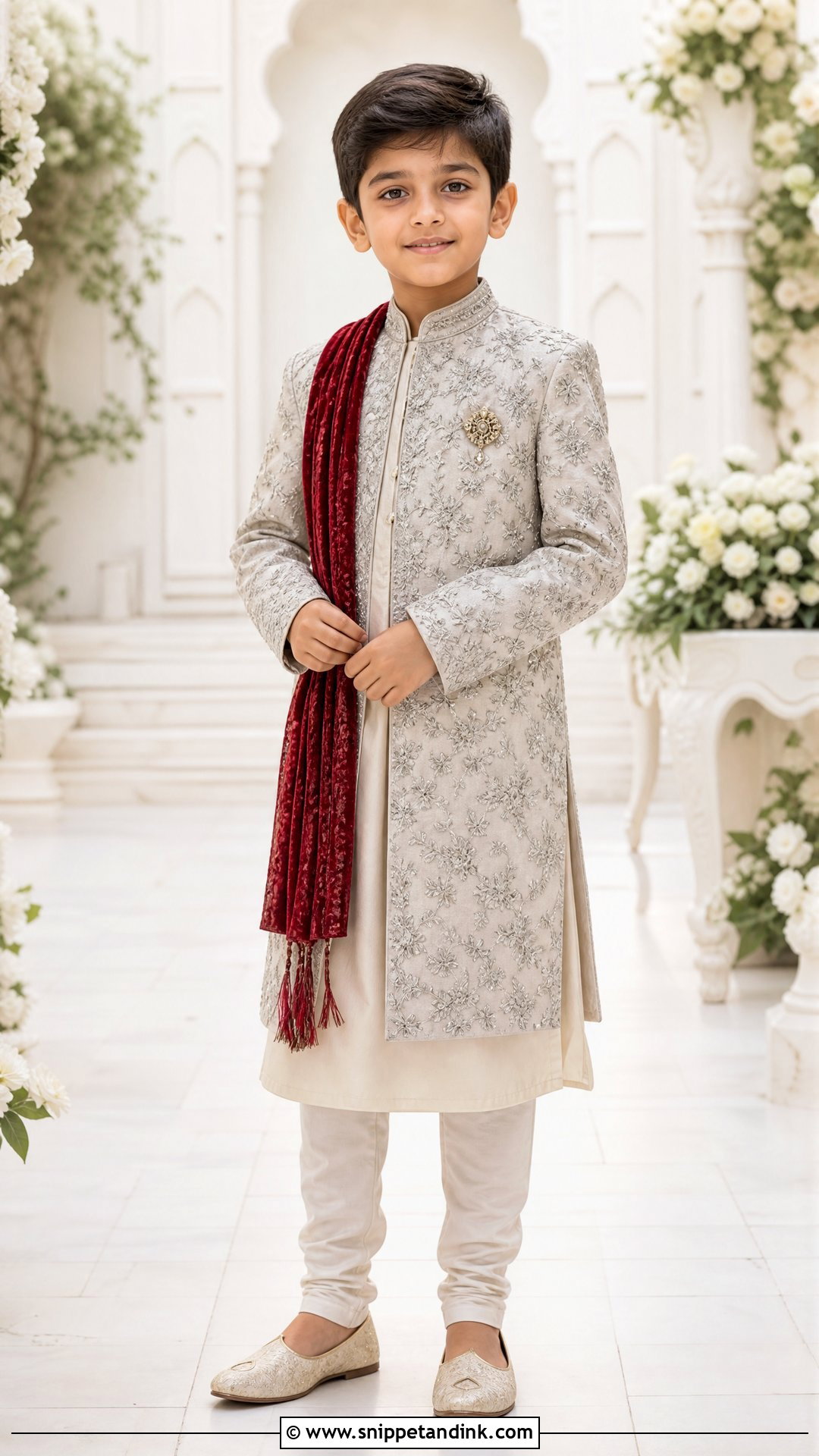 Boys Achkan With Churidar - Snippet and Ink - 20 Indian Boys Marriage Dress Ideas
