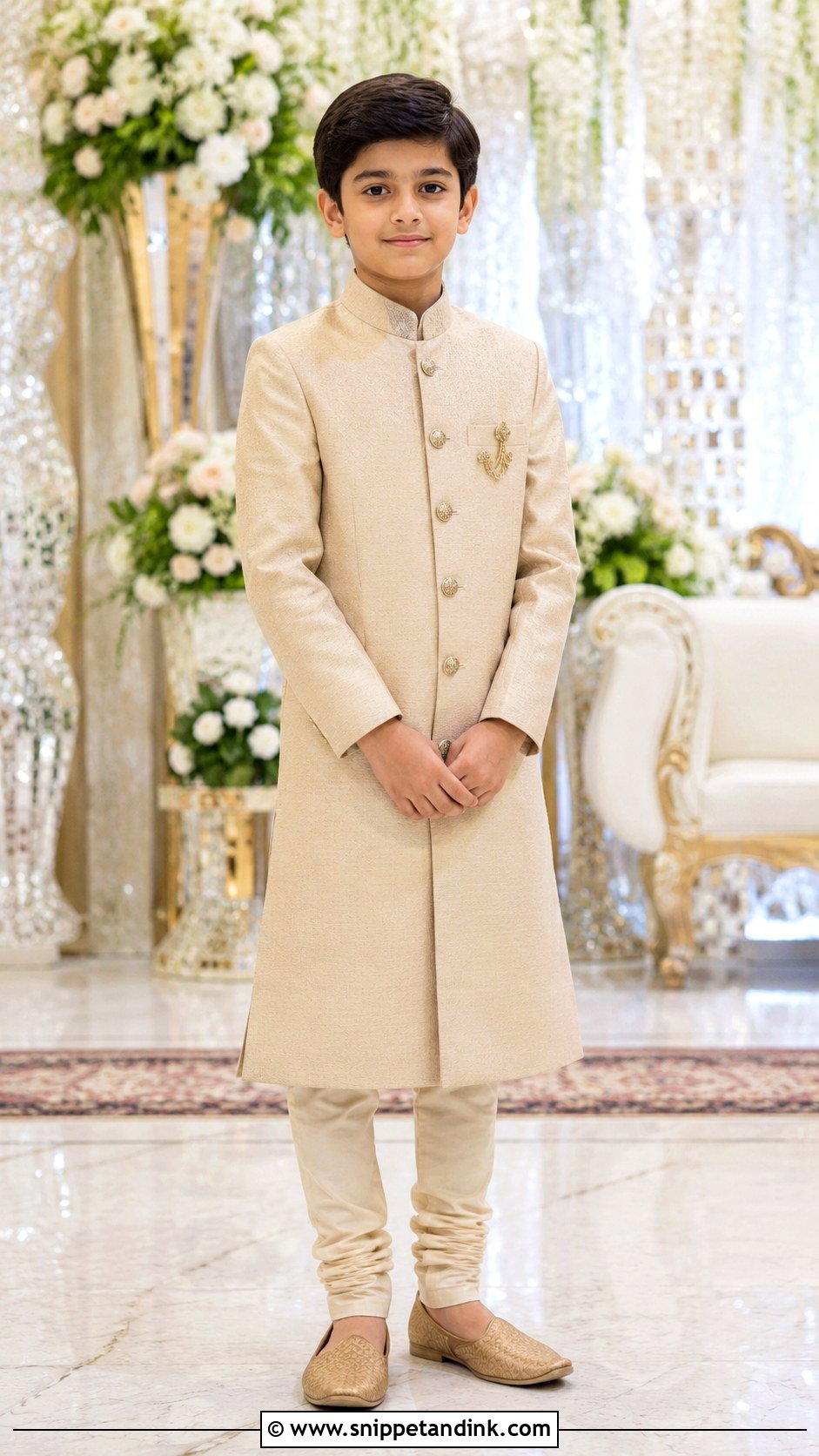 Boys Achkan With Churidar - Snippet and Ink - 30 Indian Boys Wedding Outfit Ideas