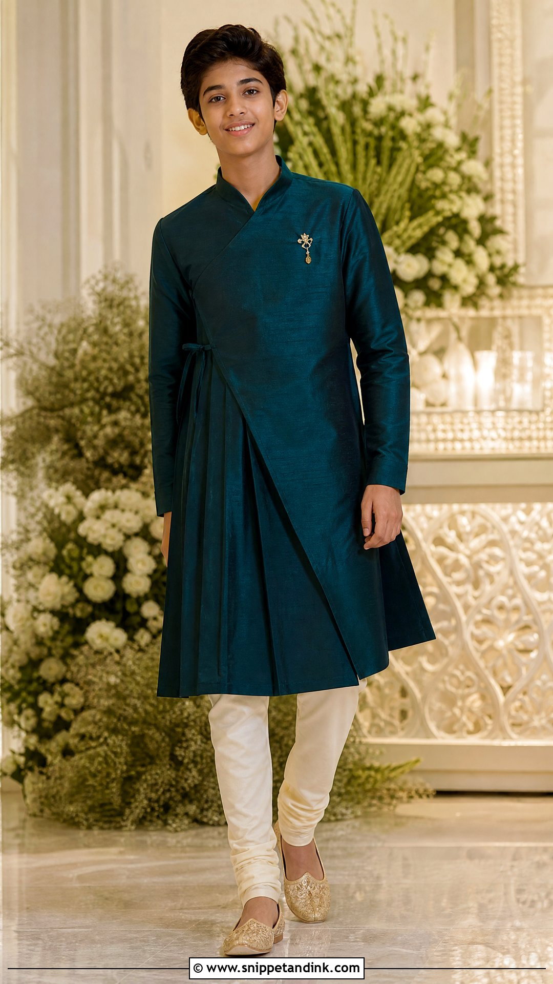 Boys Angrakha Kurta With Churidar - Snippet and Ink - 20 Indian Boys Marriage Dress Ideas