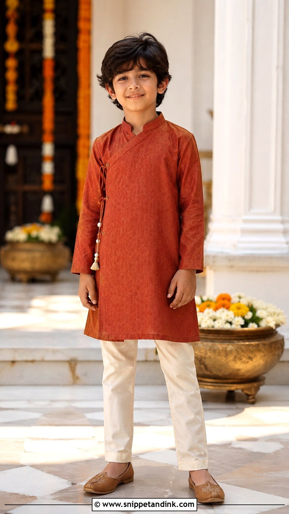 Boys Angrakha Kurta With Pants - Snippet and Ink - 30 Indian Boys Wedding Outfit Ideas