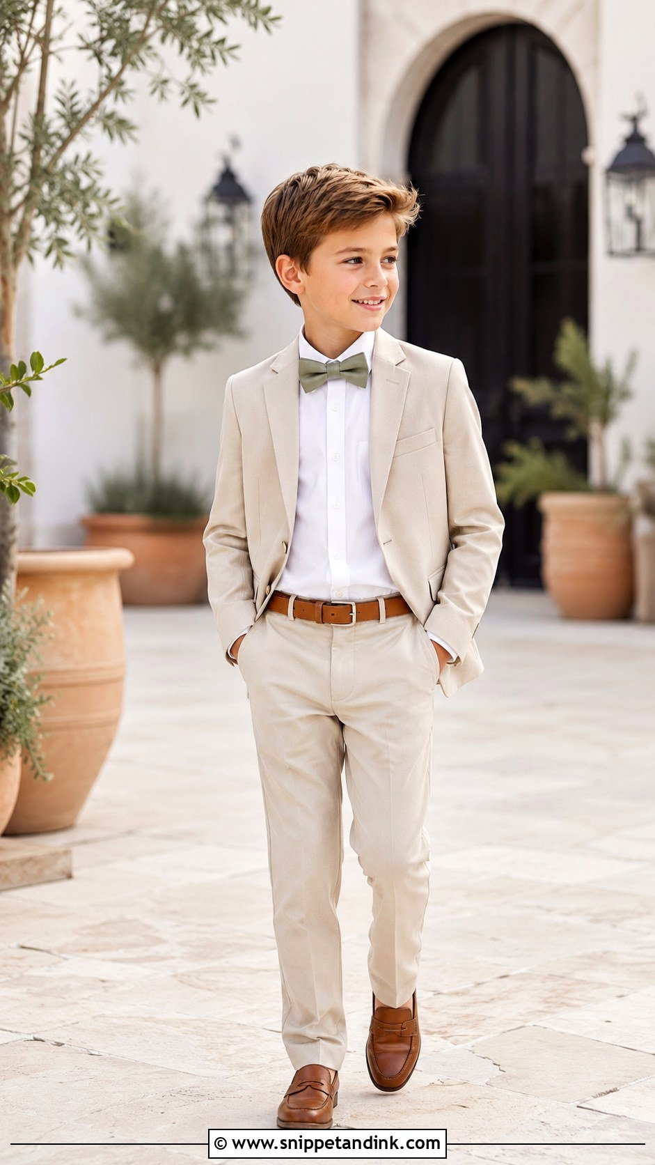 Boys Beige Suit Wedding Outfit - Snippet and Ink - 25 Wedding Dresses Boys