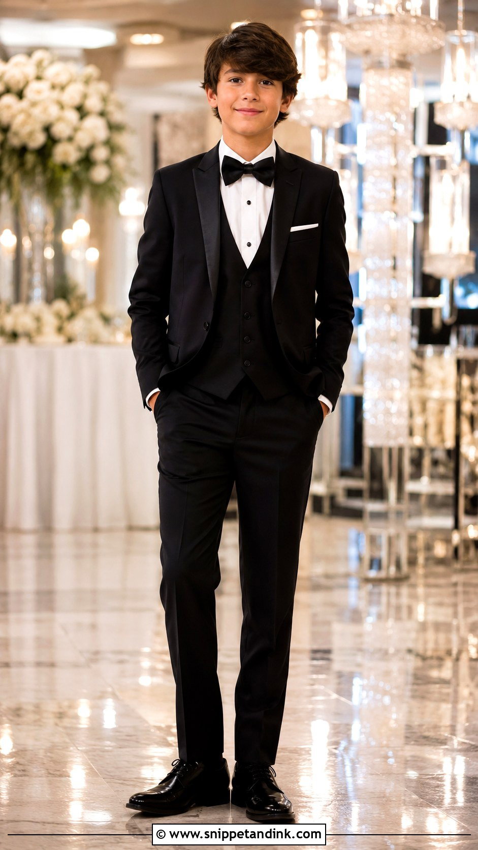 Boys Black Tuxedo With Bow Tie - Snippet and Ink - 20 Boys Suit Outfit Ideas for Wedding
