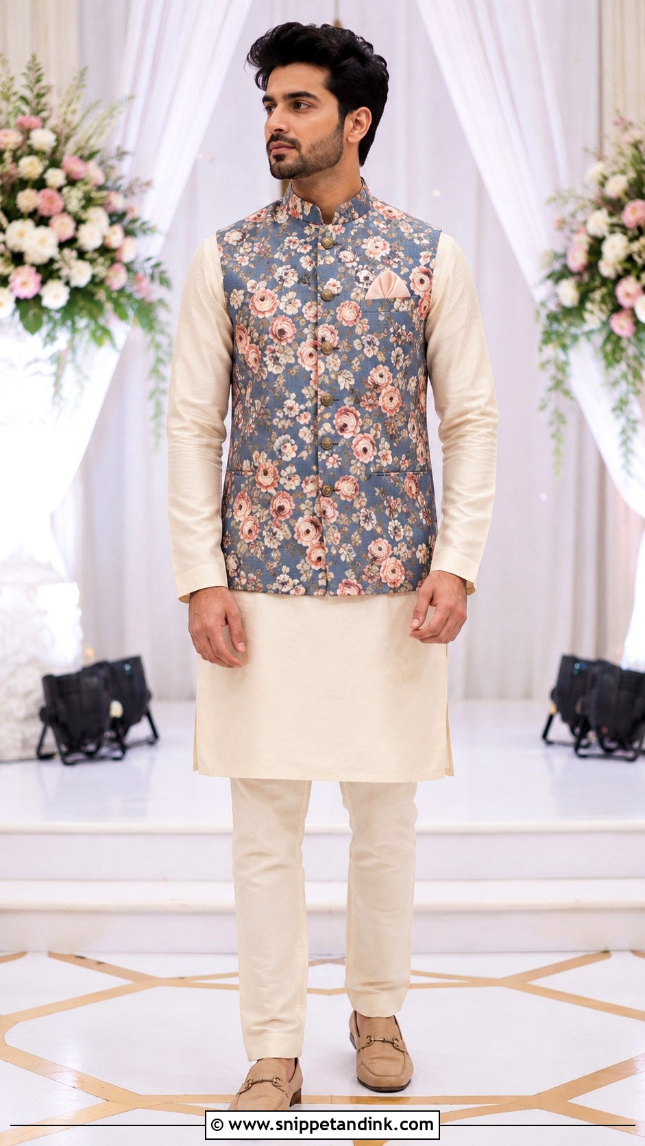 Boys Floral Jacket Kurta Outfit - Snippet and Ink - 20 Boys Marriage Outfit Ideas
