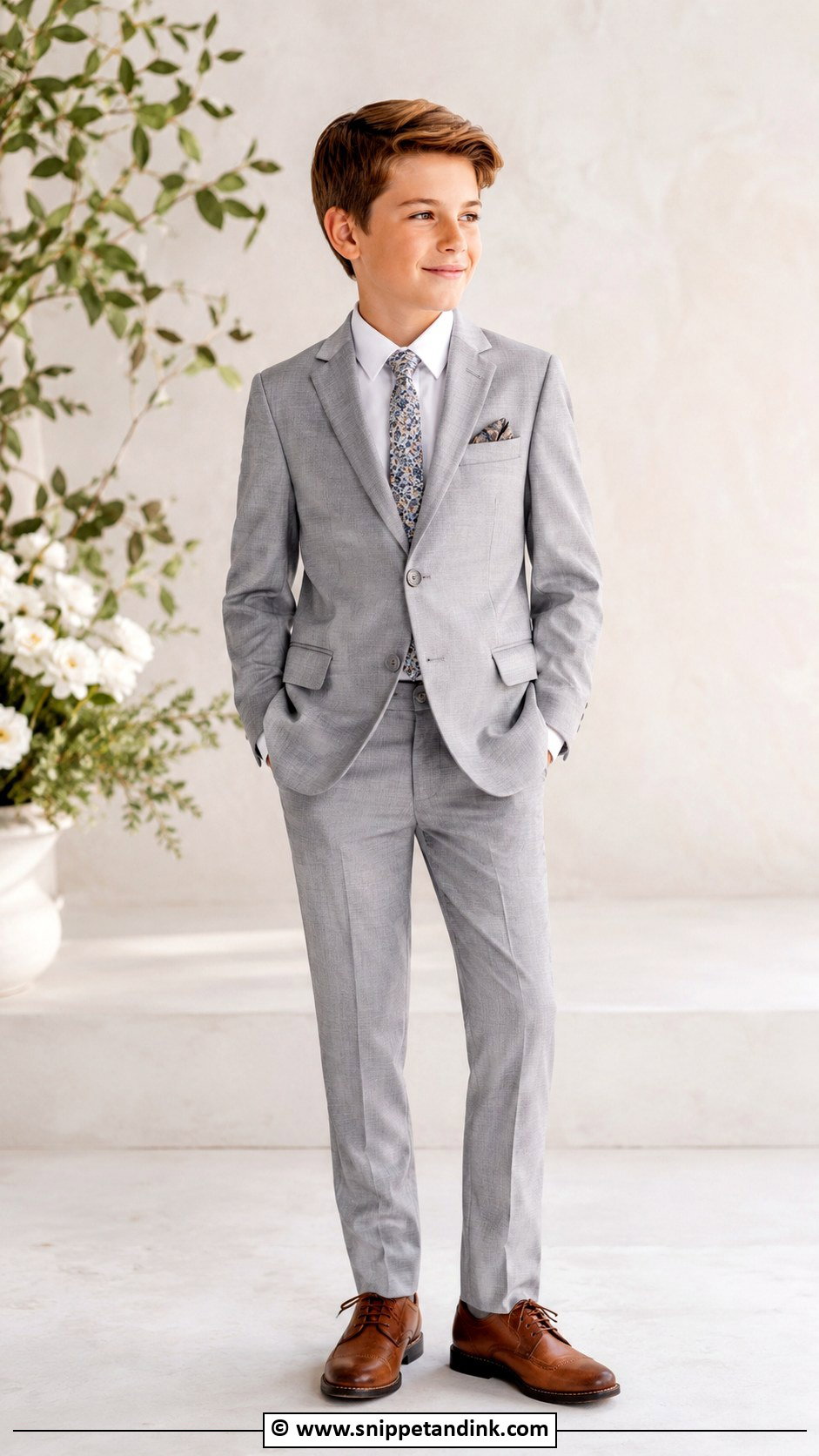 Boys Gray Suit Outfit - Snippet and Ink - 25 Wedding Outfit for Boys Ideas