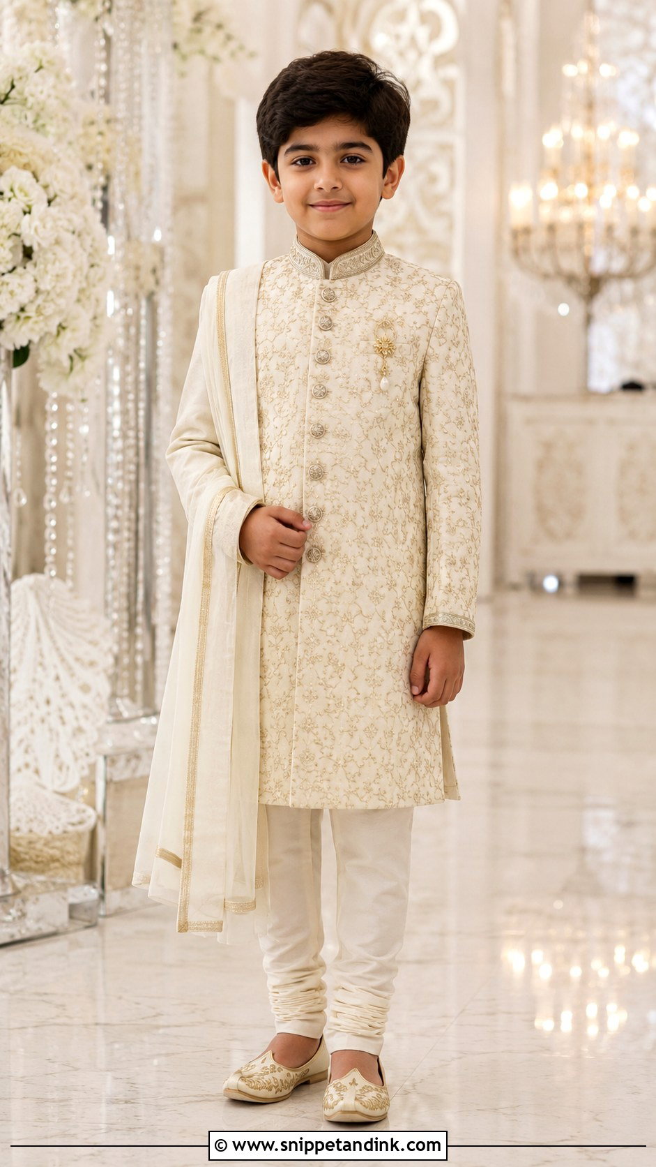 Boys Ivory Sherwani Outfit - Snippet and Ink - 20 Boys Marriage Outfit Ideas