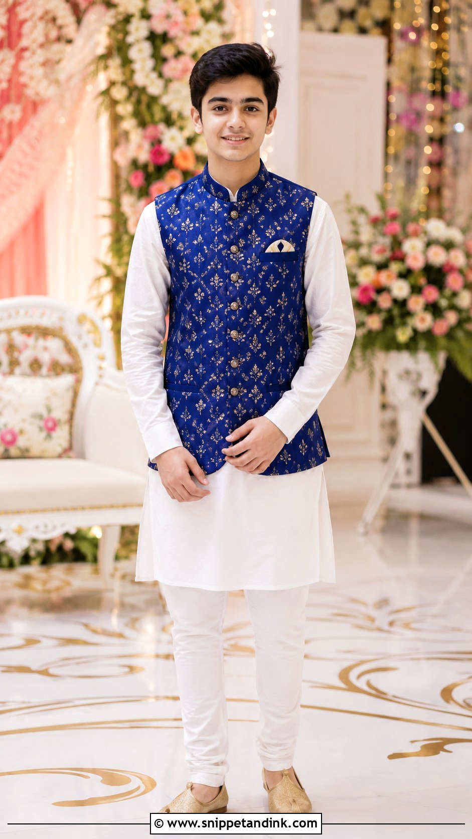 Boys Kurta Pajama With Nehru Jacket - Snippet and Ink - 30 Indian Boys Wedding Outfit Ideas