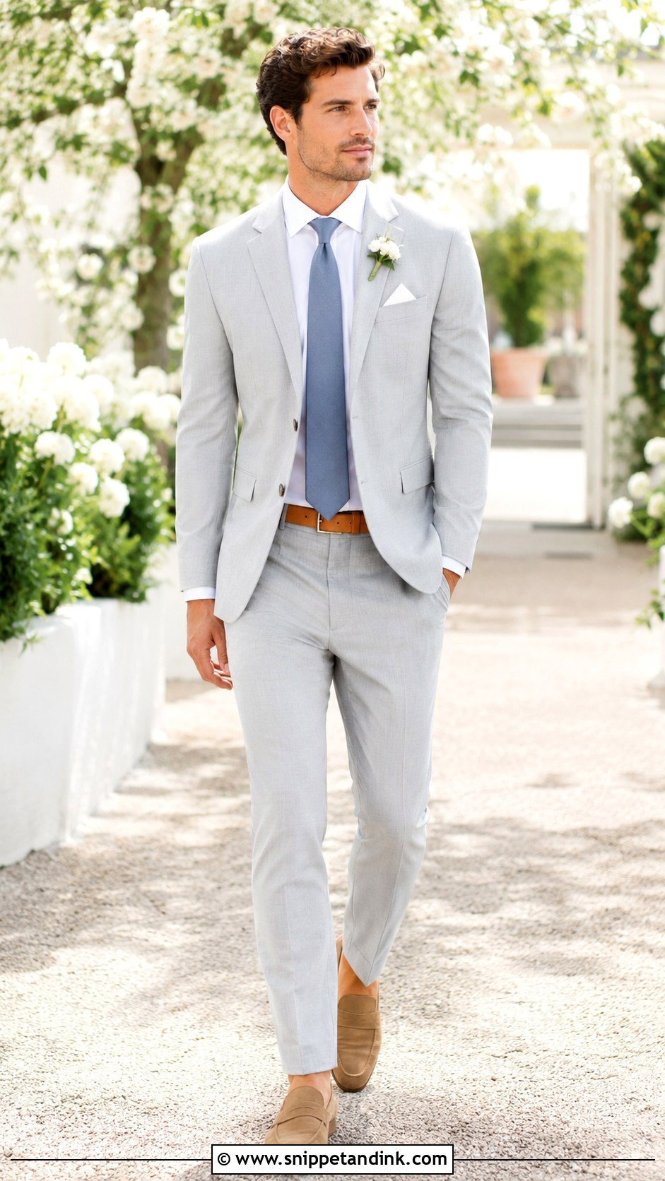 Boys Light Gray Suit With Blue Tie - Snippet and Ink - 20 Boys Suit Outfit Ideas for Wedding