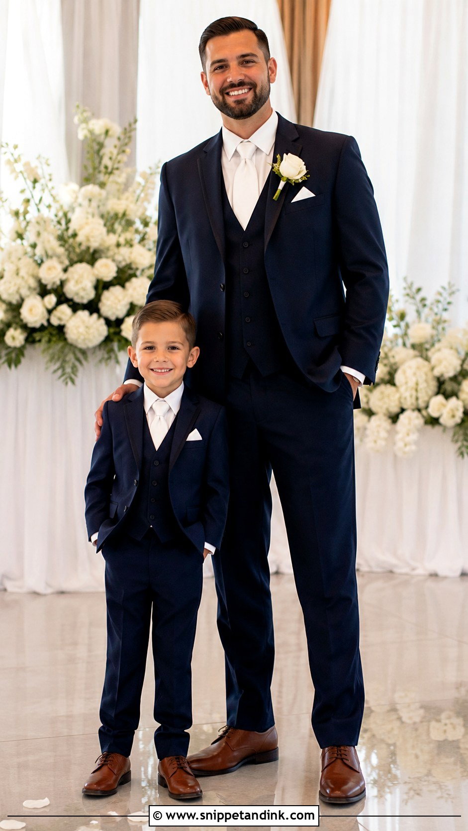 Boys Matching Groom Suit With Mini Accessories - Snippet and Ink - 20 Boys Suit Outfit Ideas for Wedding