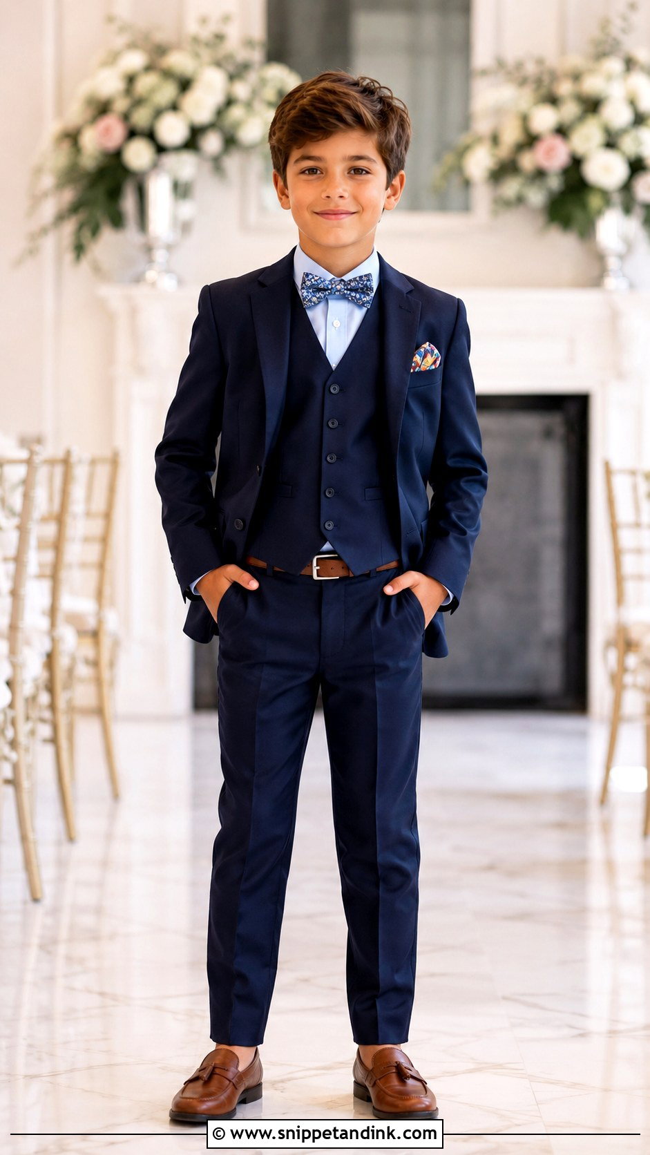Boys Navy Three Piece Suit Outfit - Snippet and Ink - 20 Boys Marriage Outfit Ideas
