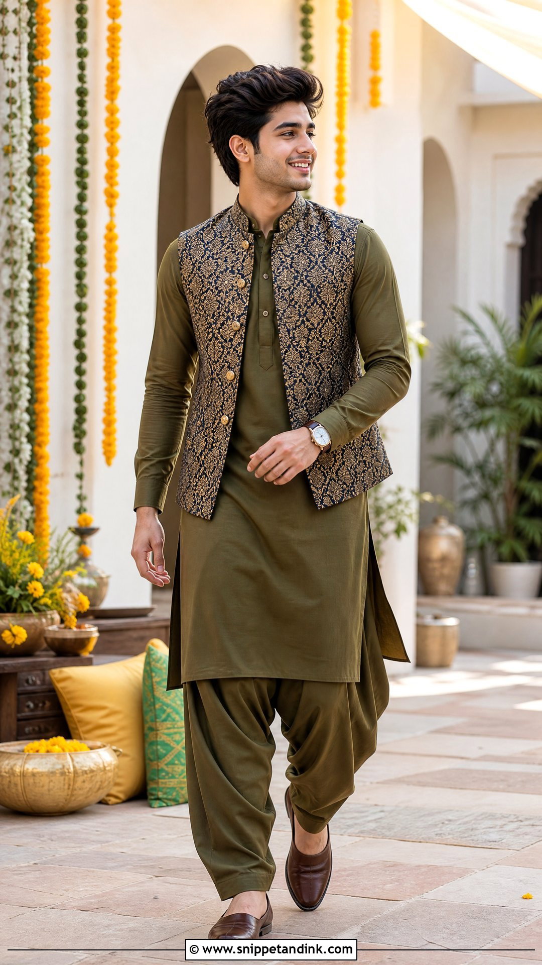 Boys Pathani Suit With Waistcoat - Snippet and Ink - 20 Indian Boys Marriage Dress Ideas