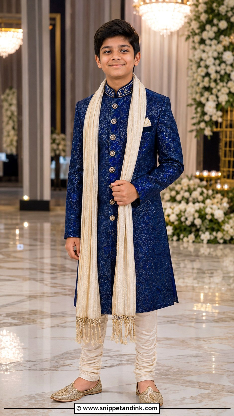 Boys Royal Blue Sherwani Outfit - Snippet and Ink - 30 Indian Boys Wedding Outfit Ideas