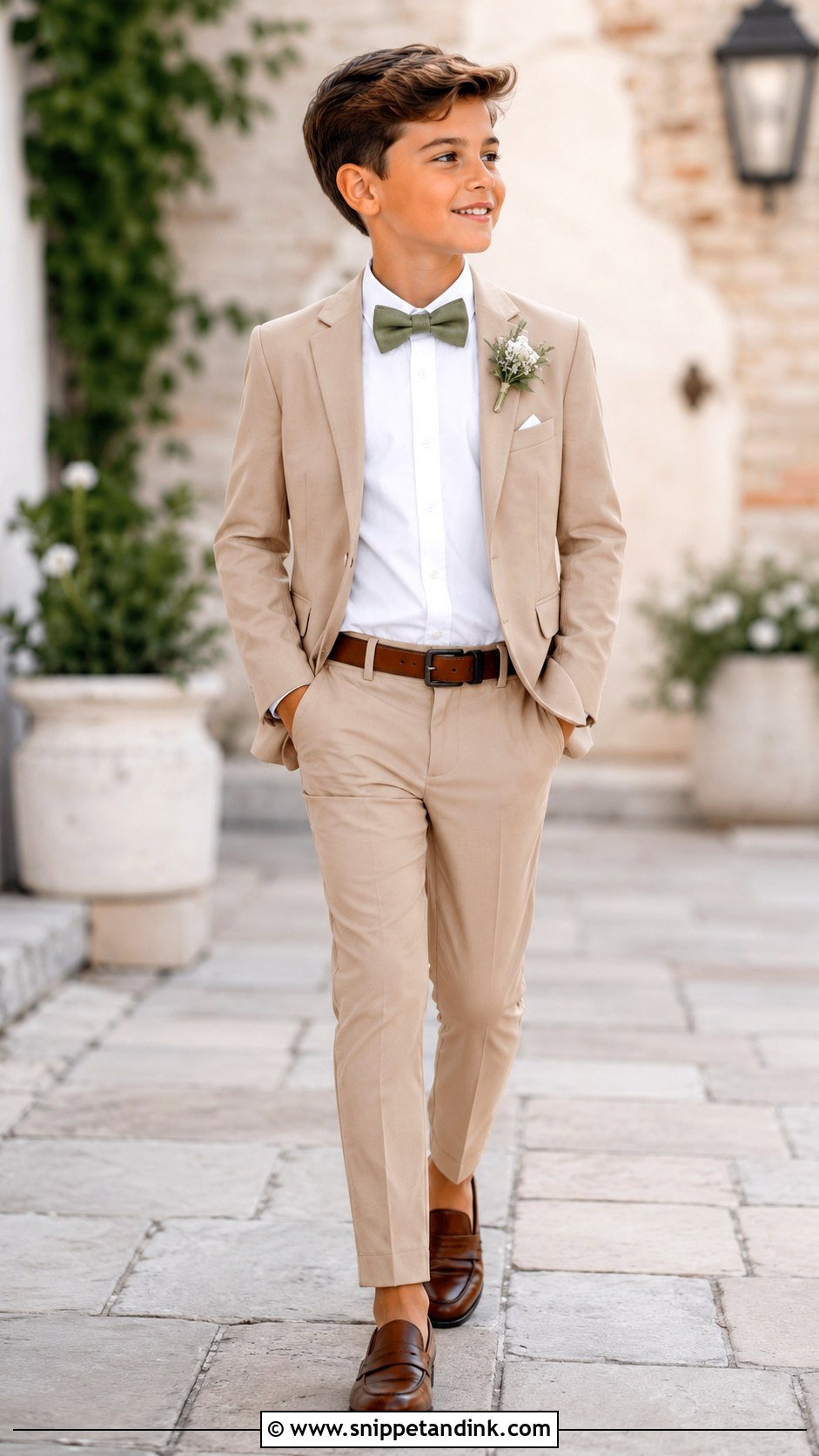 Boys Tan Suit Wedding Outfit - Snippet and Ink - 25 Boys Wedding Dress Ideas
