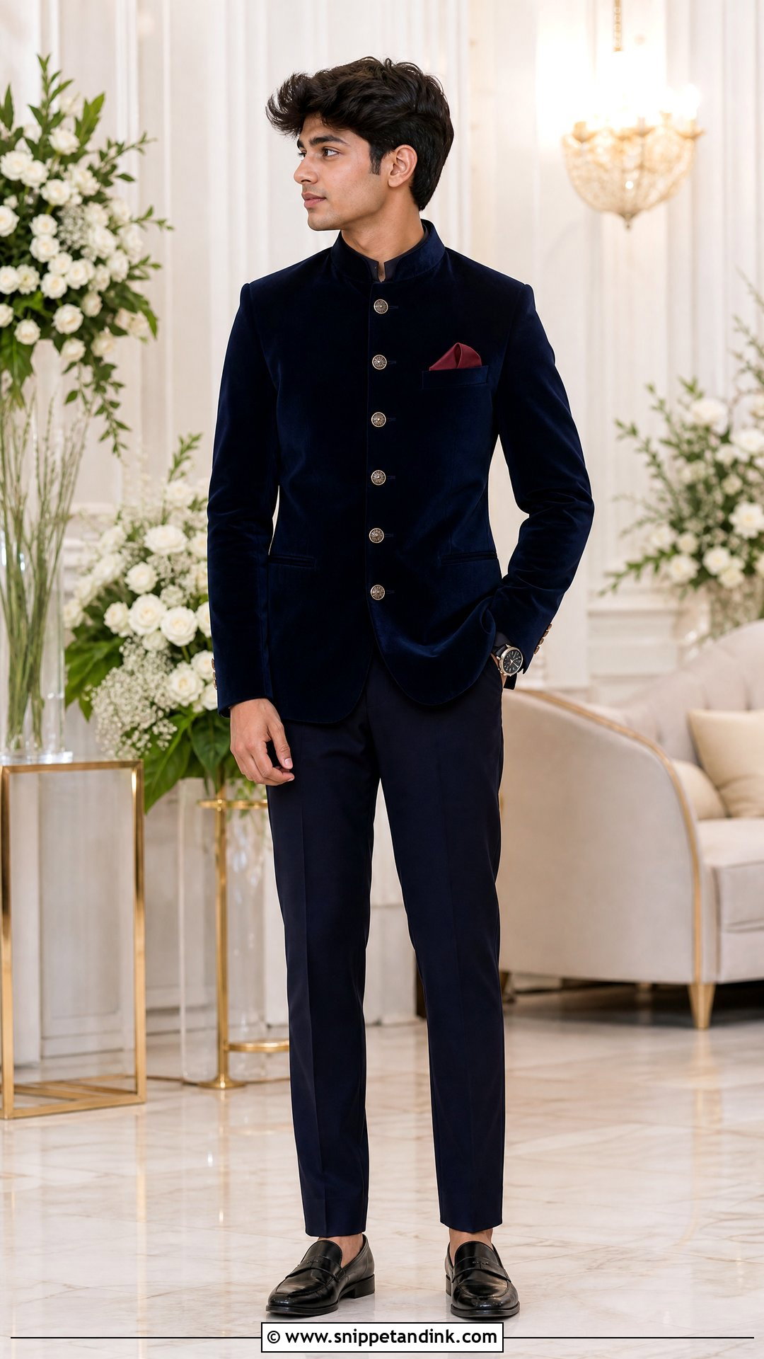 Boys Velvet Bandhgala With Trousers - Snippet and Ink - 20 Indian Boys Marriage Dress Ideas