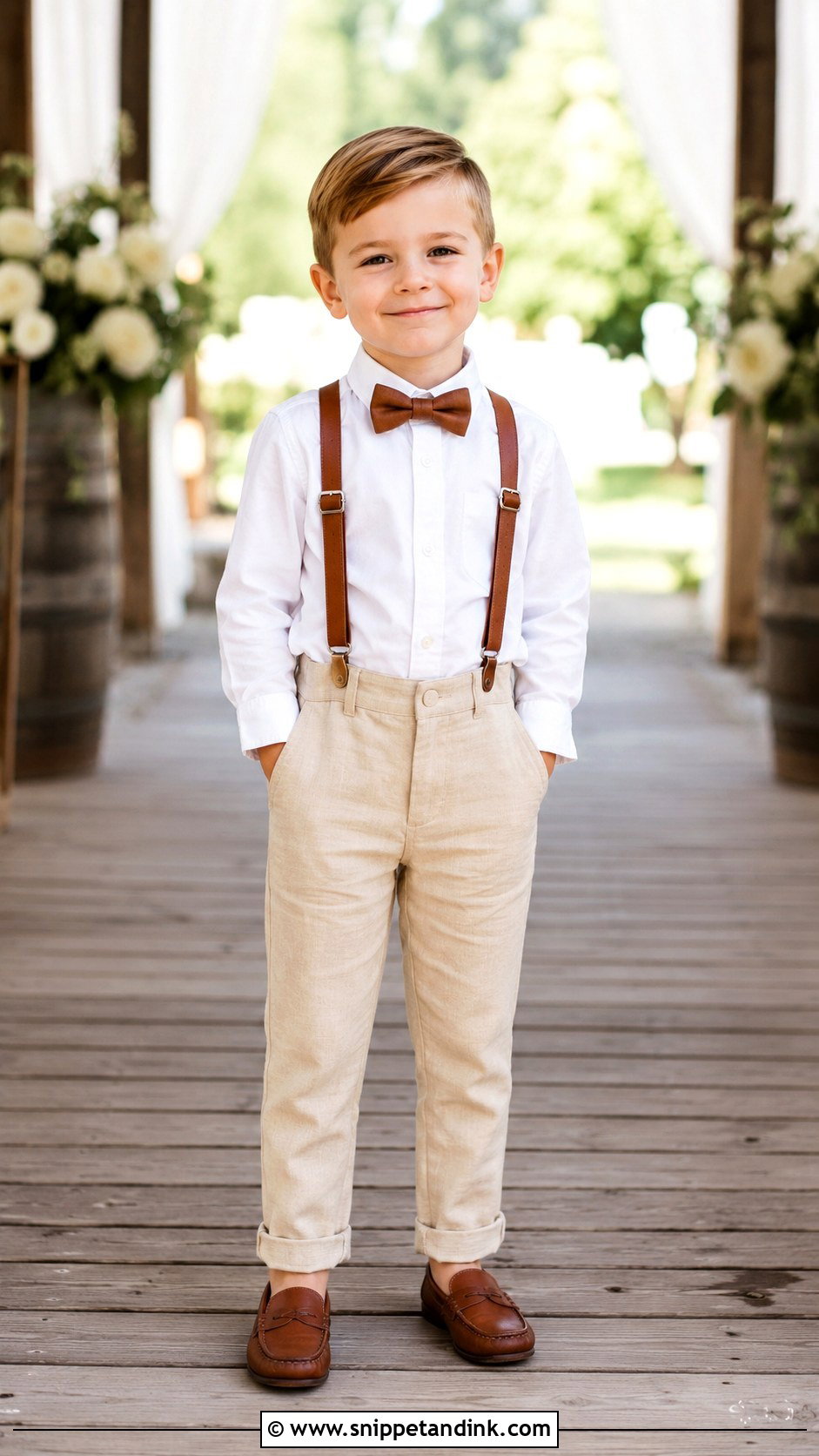 Boys White Shirt And Suspenders Wedding Outfit - Snippet and Ink - 25 Boys Wedding Dress Ideas