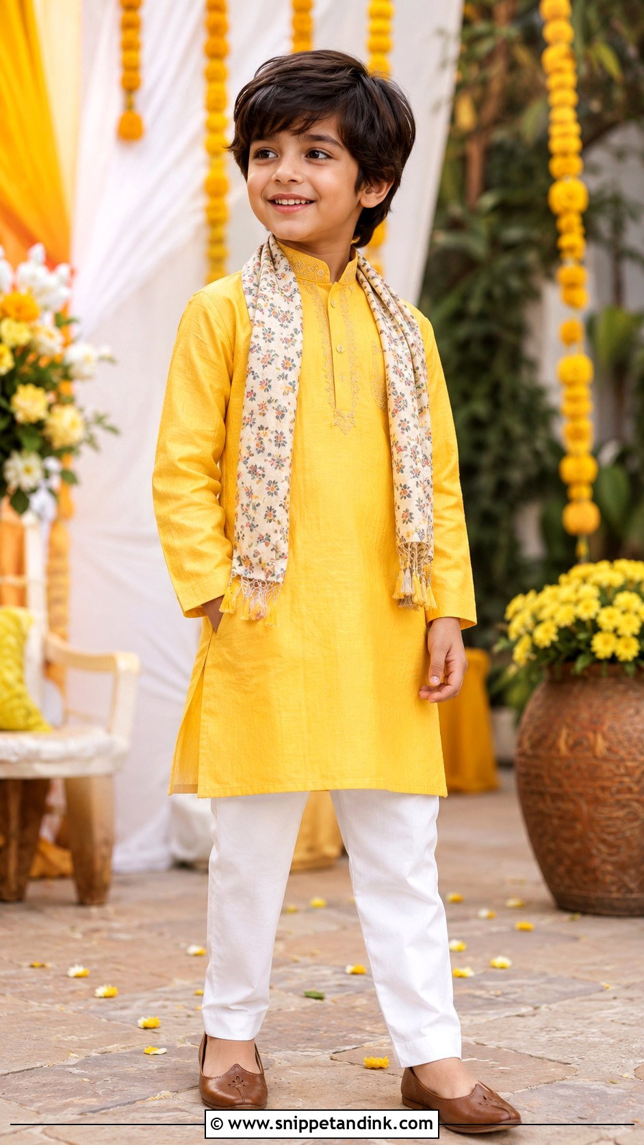 Boys Yellow Kurta Pajama Outfit - Snippet and Ink - 20 Boys Marriage Outfit Ideas