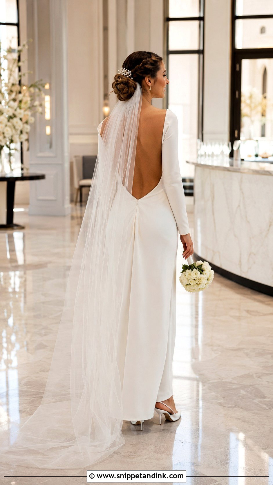 Braided Bun With Backless Wedding Dress - Snippet and Ink - 20 Braid Dress Wedding Ideas