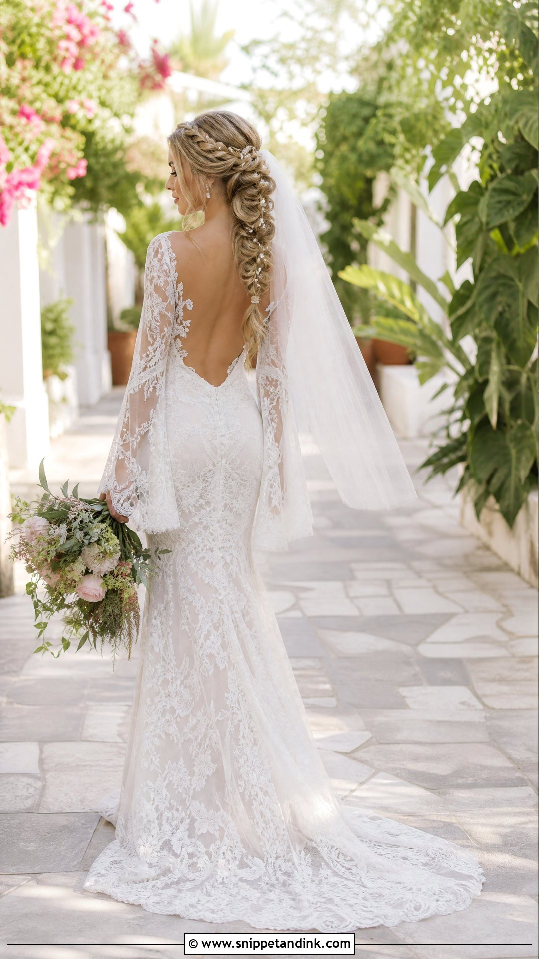 Braided Ponytail For Open Back Wedding Dress - Snippet and Ink - 20 Open Back Wedding Dress Hairstyles