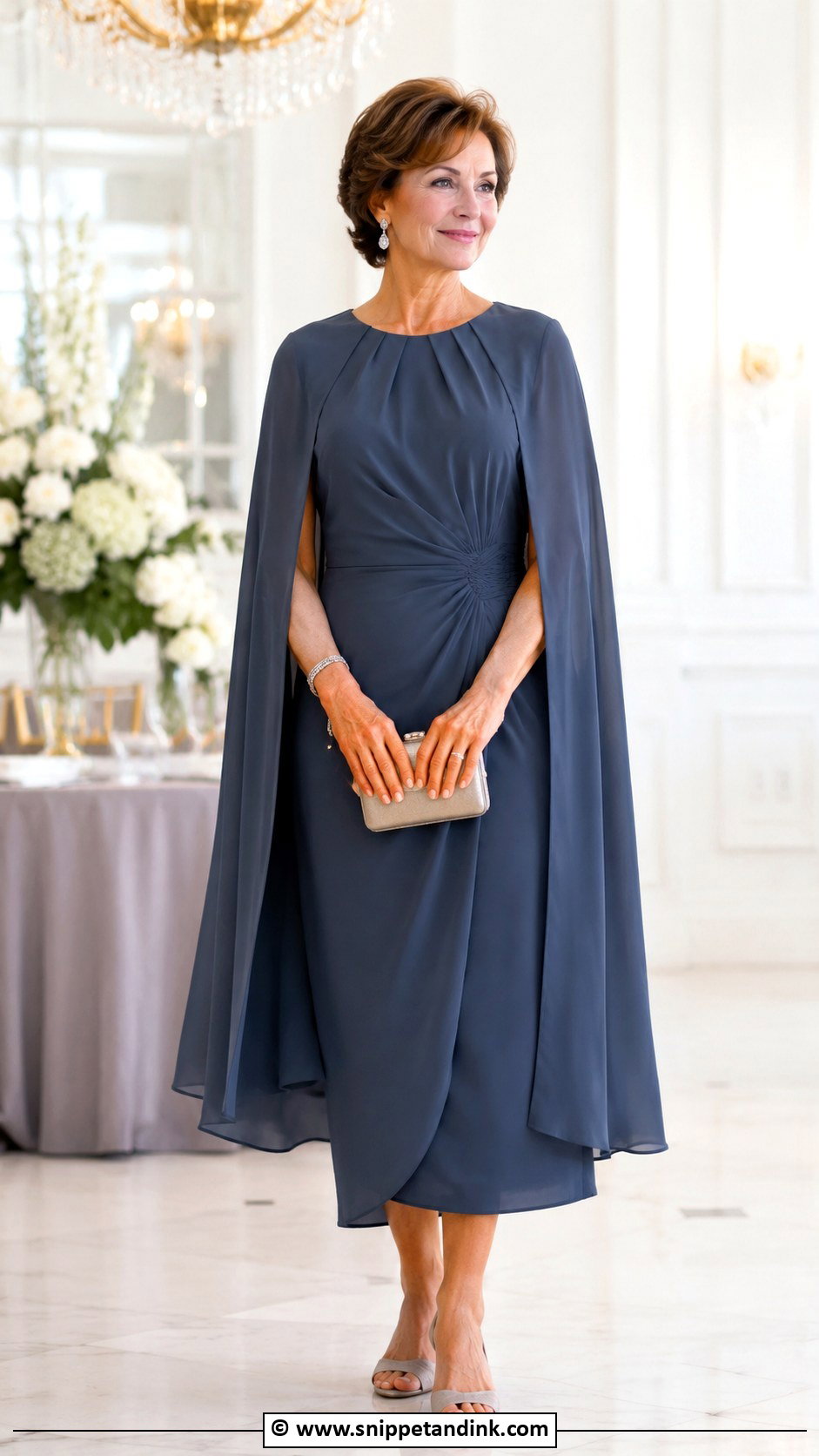 Brautmutter Cape Dress Outfit - Snippet and Ink - 30 Brautmutter Outfit Ideas