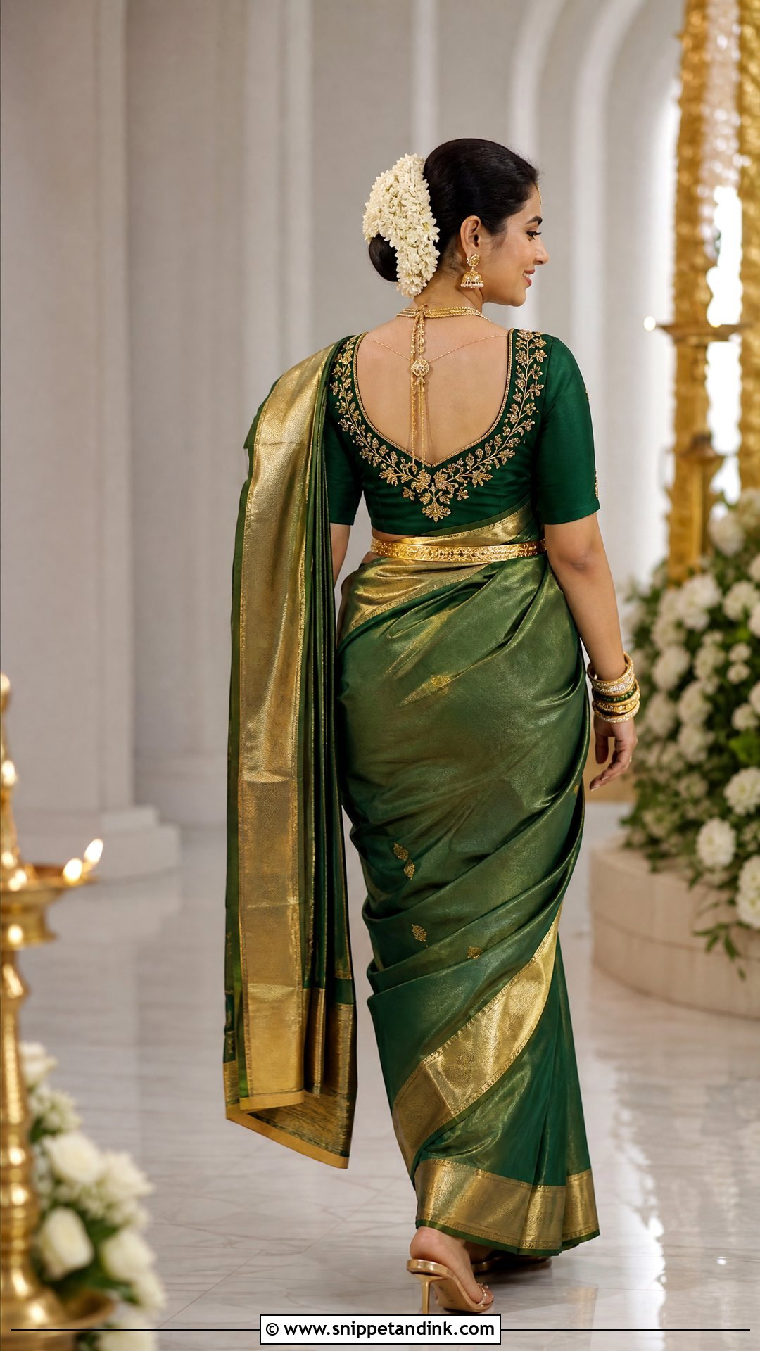 Bridal Aari Work Blouse With Floral Vine Back - Snippet and Ink - 20 Simple Bridal Aari Work Blouse Design Ideas