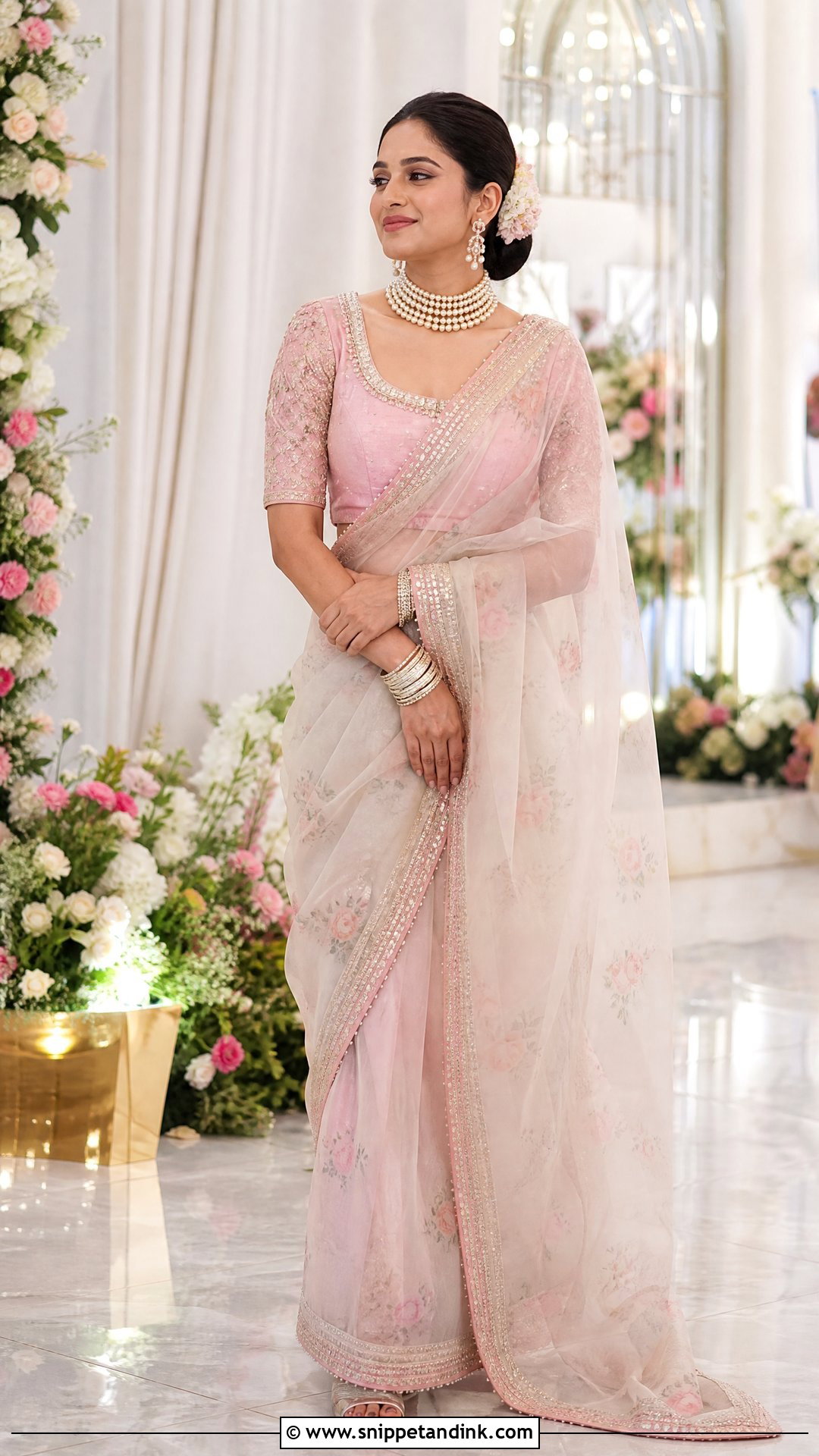 Bridal Aari Work Blouse With Pearl Neckline - Snippet and Ink - 20 Simple Bridal Aari Work Blouse Design Ideas