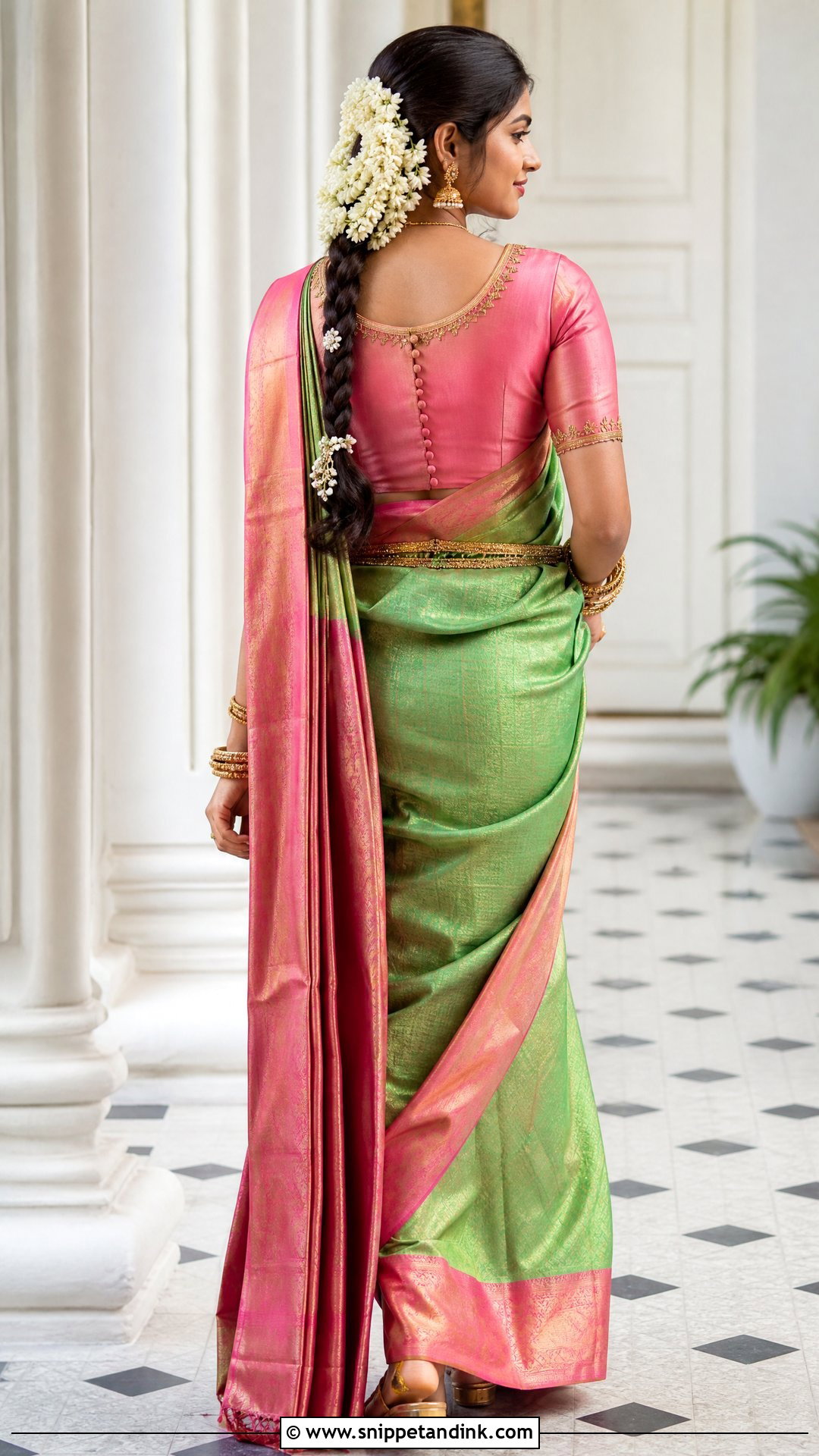 Bridal Aari Work Blouse With Round Back Neck - Snippet and Ink - 20 Simple Bridal Aari Work Blouse Design Ideas