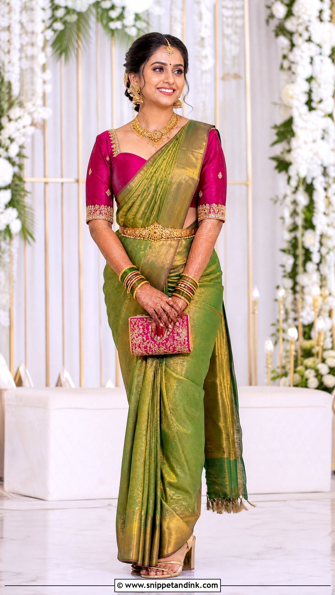 Bridal Aari Work Blouse With Stone Sleeve Border - Snippet and Ink - 20 Simple Bridal Aari Work Blouse Design Ideas