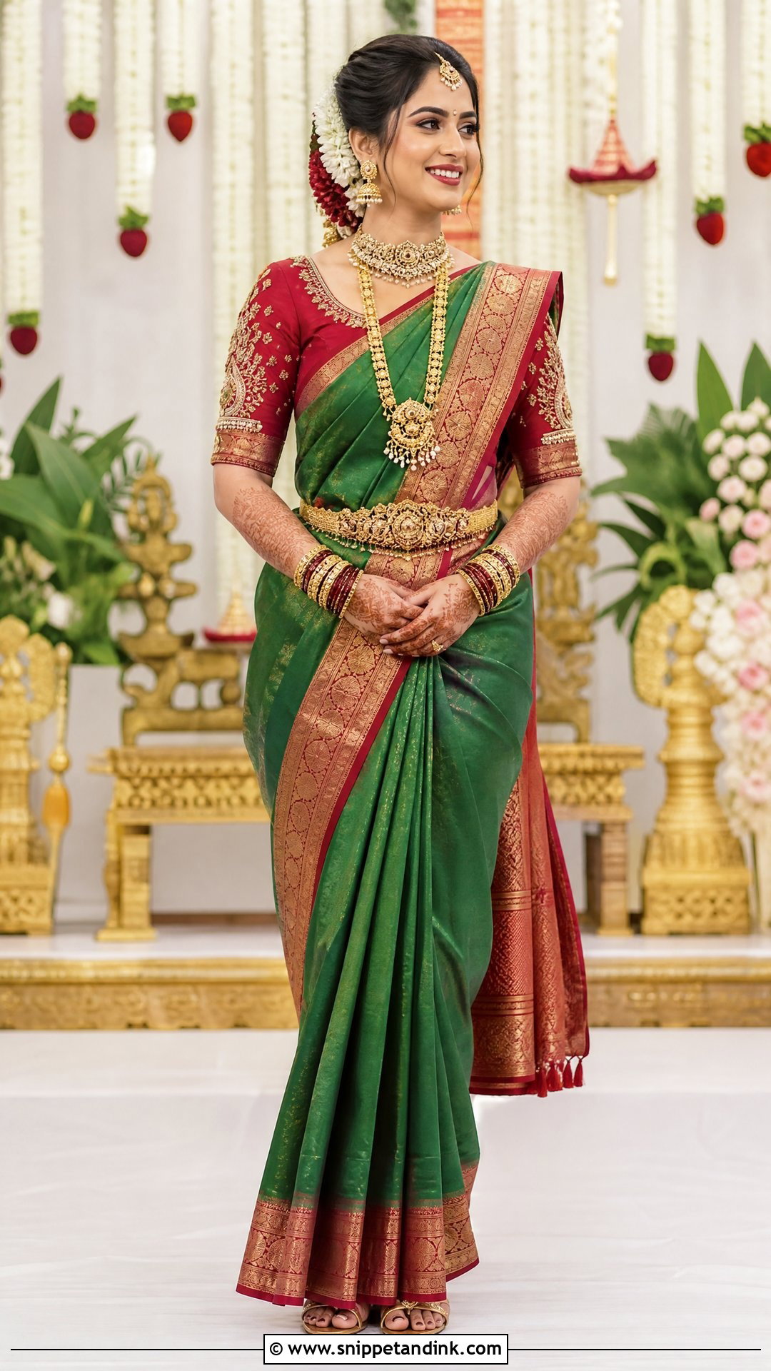 Bridal Aari Work Blouse With Temple Border - Snippet and Ink - 20 Simple Bridal Aari Work Blouse Design Ideas