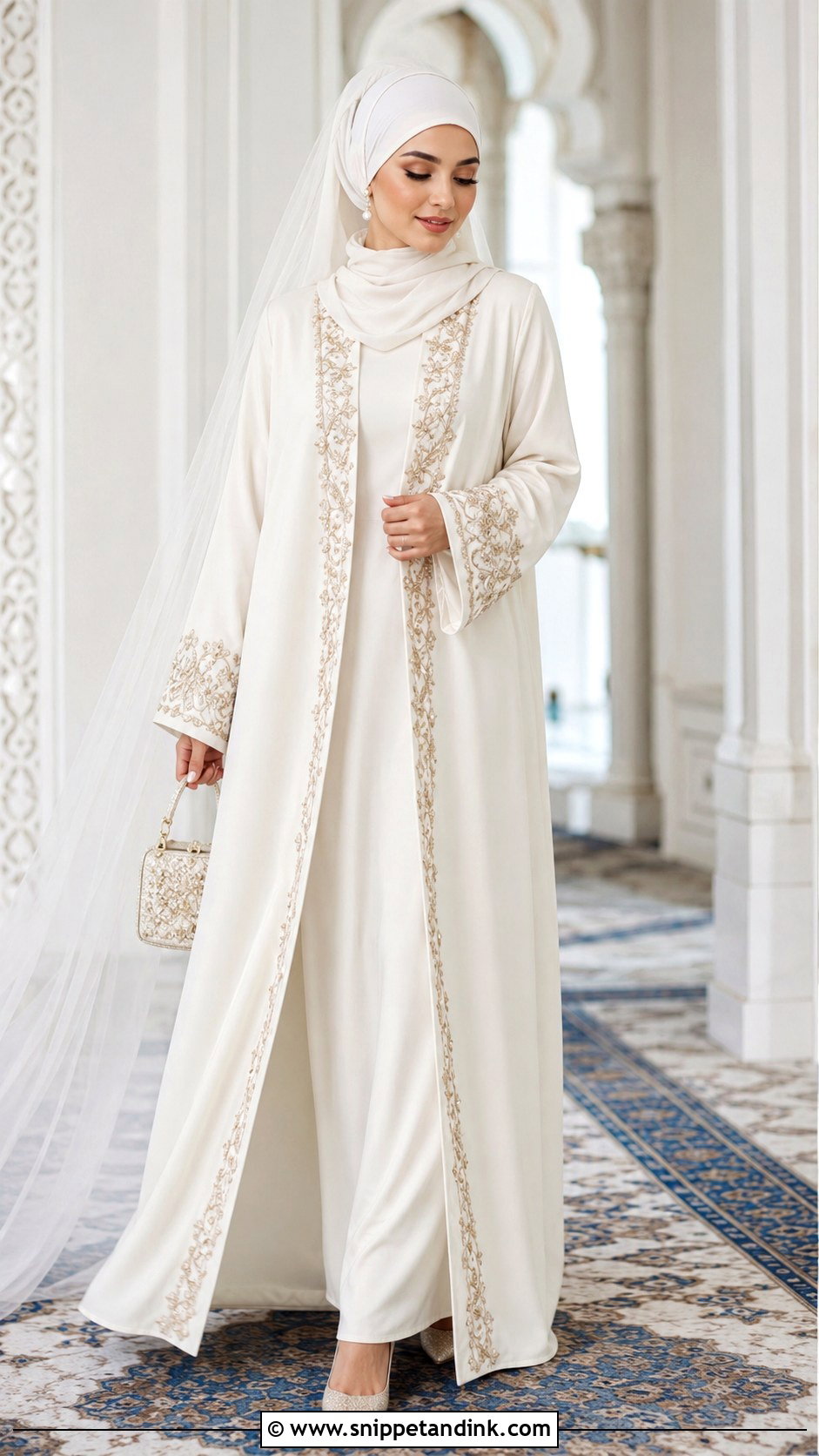 Bridal Abaya With Embroidery - Snippet and Ink - 20 Bridal Muslim Dresses