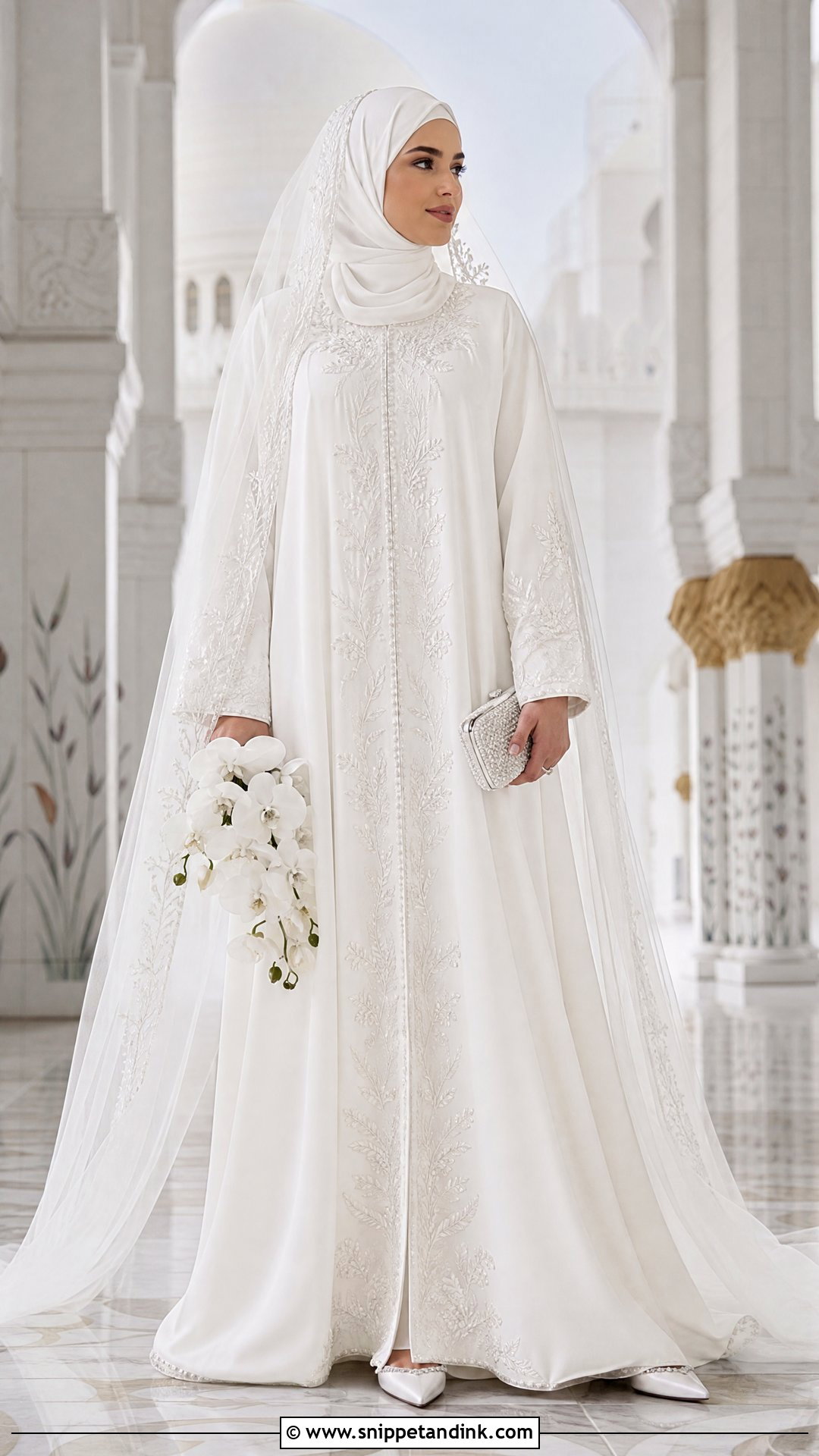Bridal Abaya With Embroidery - Snippet and Ink - 25 Islamic Bridal Dress Ideas