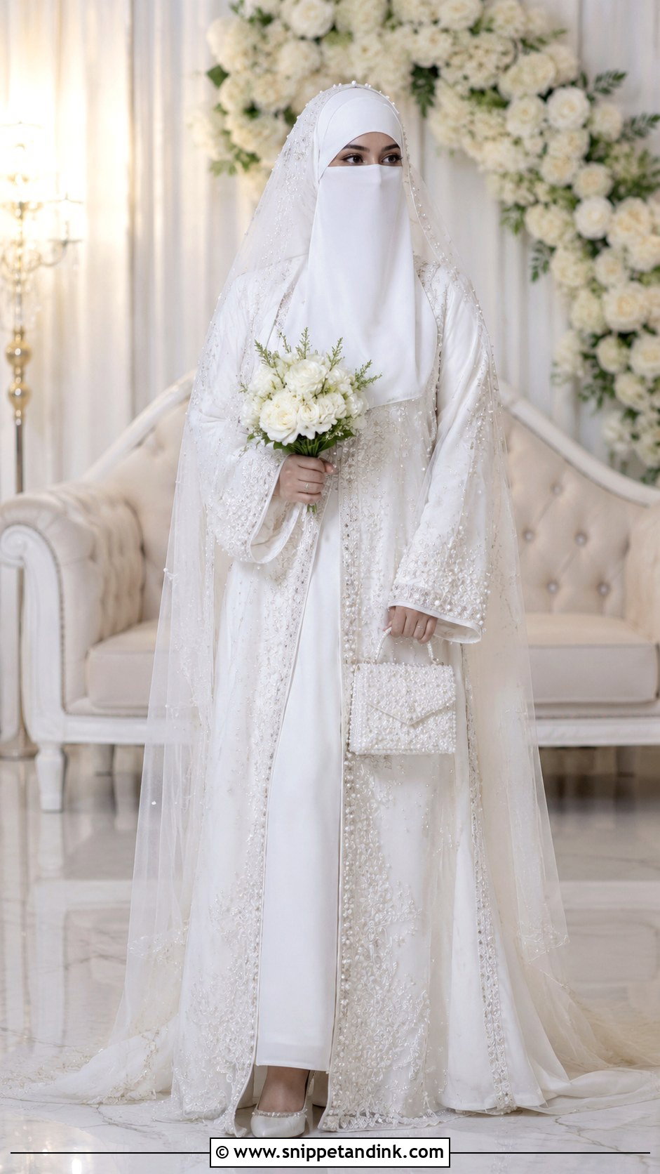 Bridal Abaya With Niqab - Snippet and Ink - 30 Niqab Bride Ideas