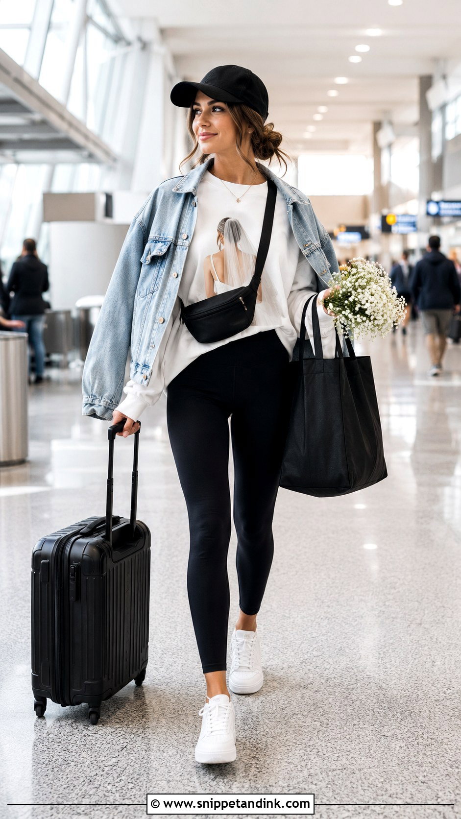 Bridal Airport Leggings And Oversized Sweatshirt - Snippet and Ink - 20 Bridal Airport Outfit Ideas