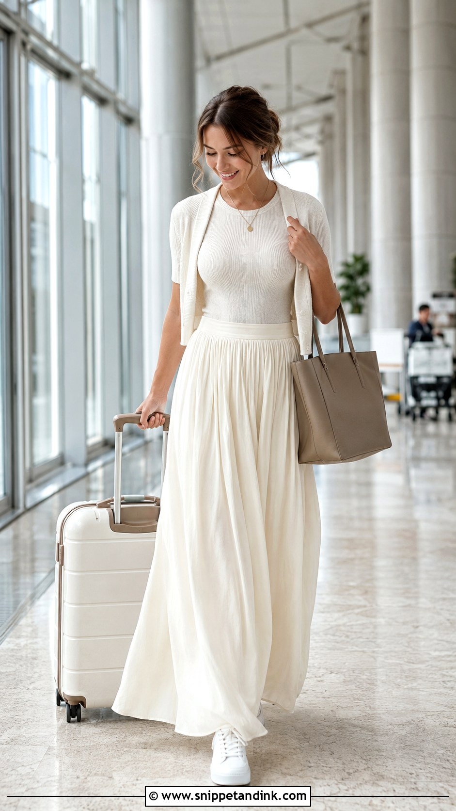 Bridal Airport Maxi Skirt And Knit Top - Snippet and Ink - 20 Bridal Airport Outfit Ideas