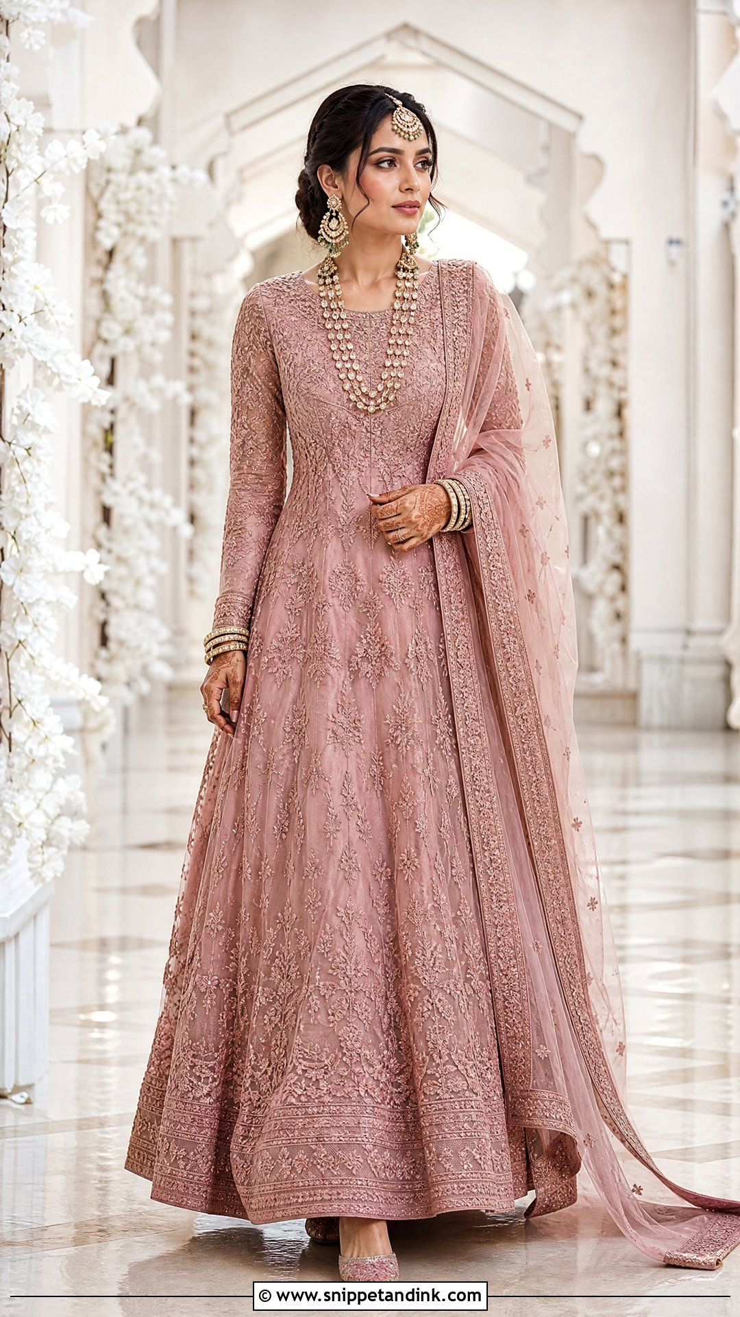 Bridal Anarkali With Long Trail Dupatta - Snippet and Ink - 20 Trail Dupatta Bridal Ideas