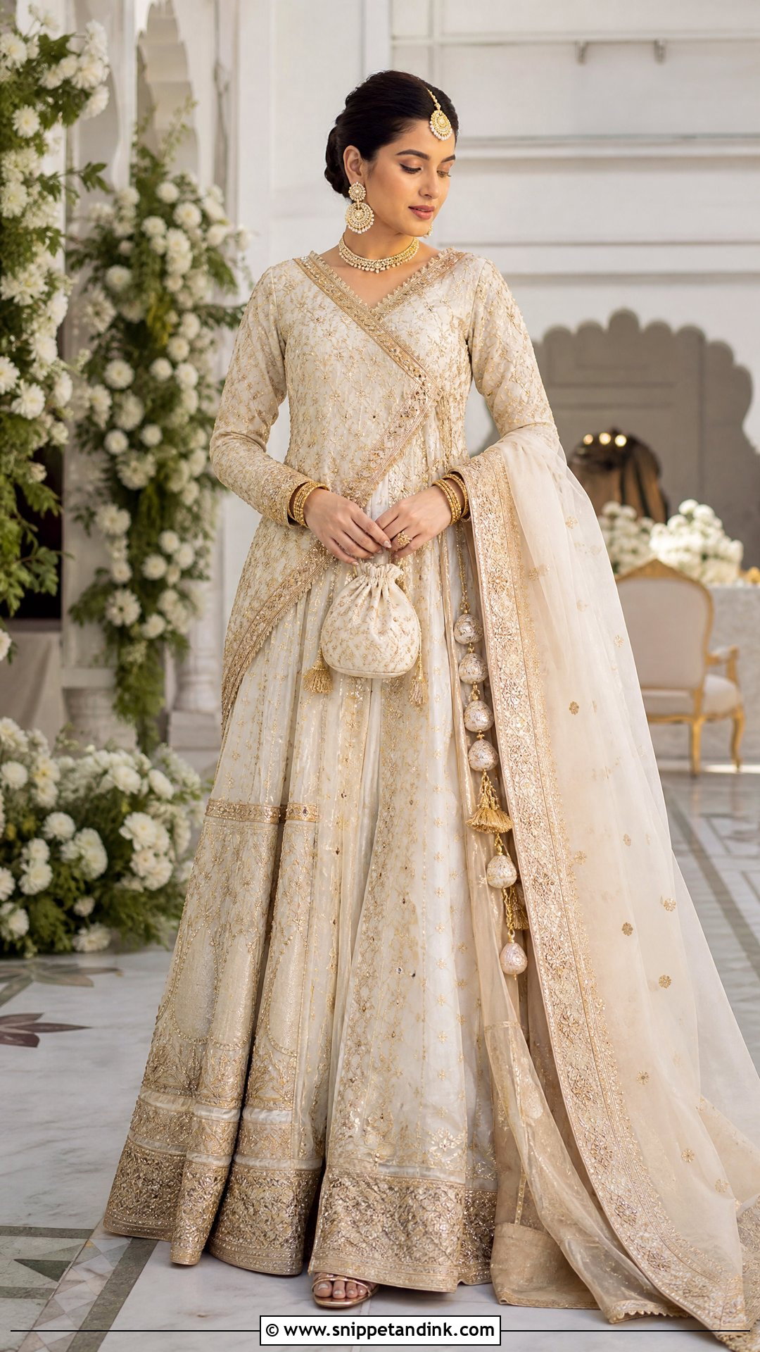 Bridal Angrakha Maxi With Embroidered Dupatta - Snippet and Ink - 25 Latest Bridal Dresses Pakistan