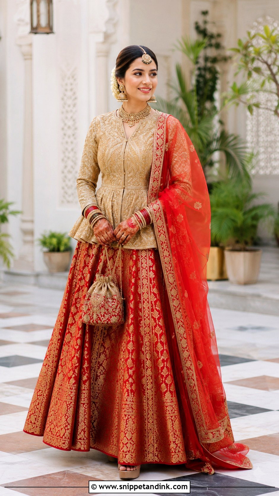 Bridal Banarasi Skirt With Structured Top - Snippet and Ink - 20 Indo Western Bridal Outfits