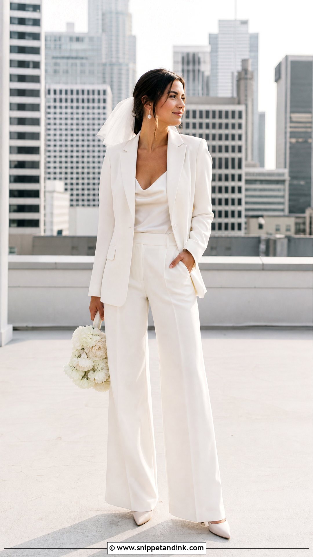 Bridal Blazer And Wide Leg Pants - Snippet and Ink - 20 Two Piece Wedding Dresses