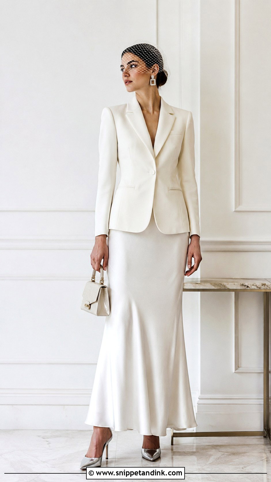 Bridal Blazer Top and Satin Skirt - Snippet and Ink - 20 Bridal Skirt and Top Ideas