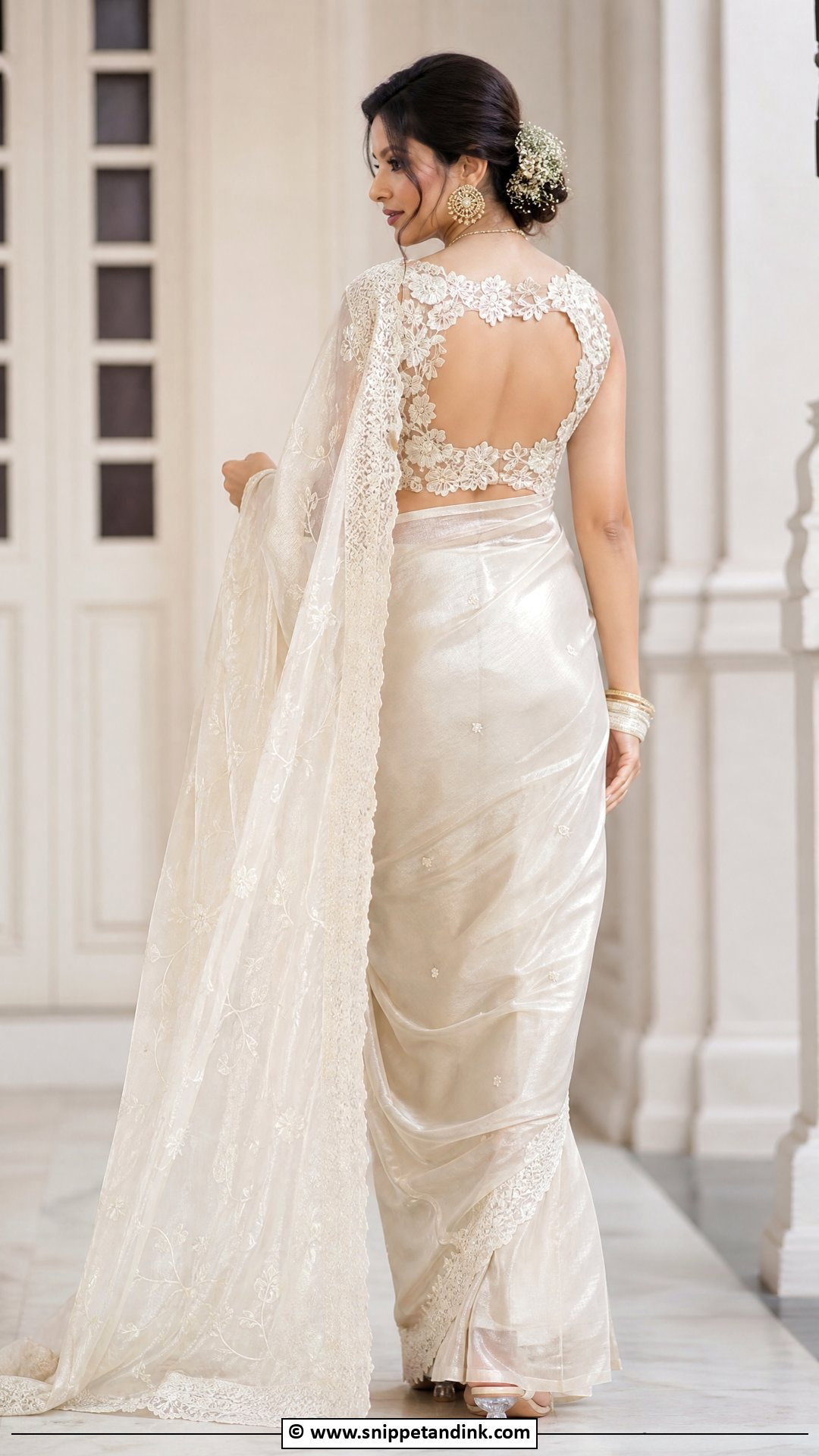 Bridal Blouse With Cutwork Back - Snippet and Ink - 35 Bridal Blouse Ideas