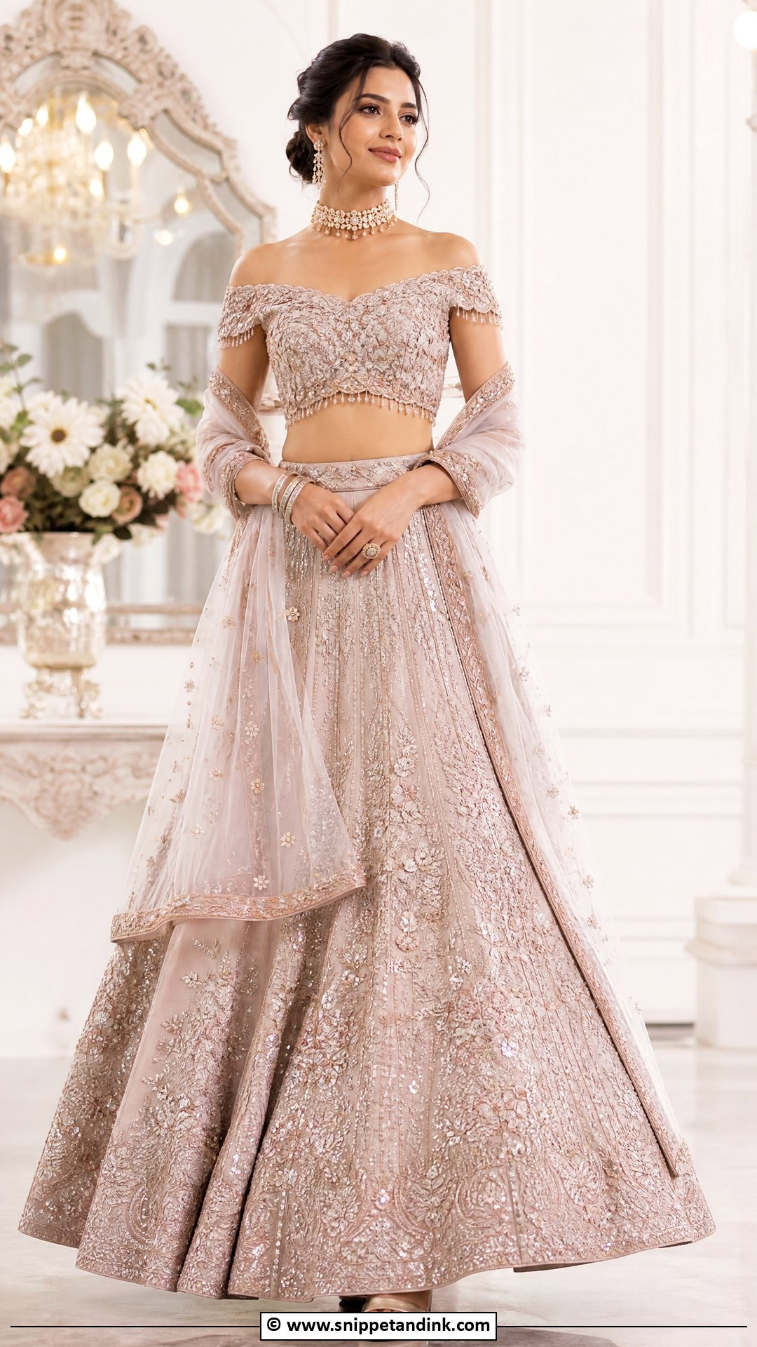 Bridal Blouse With Off Shoulder Neck - Snippet and Ink - 35 Bridal Blouse Ideas