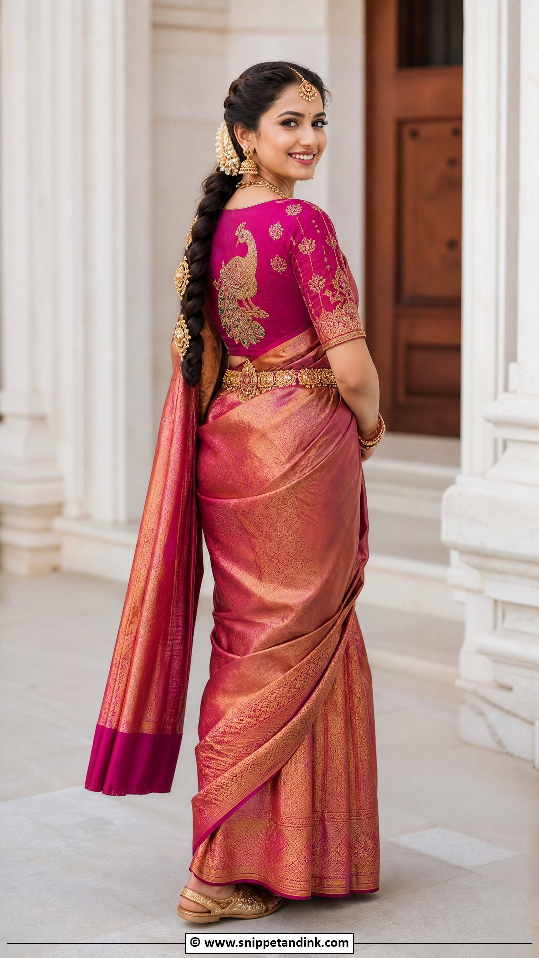 Bridal Blouse With Peacock Design - Snippet and Ink - 35 Bridal Blouse Ideas