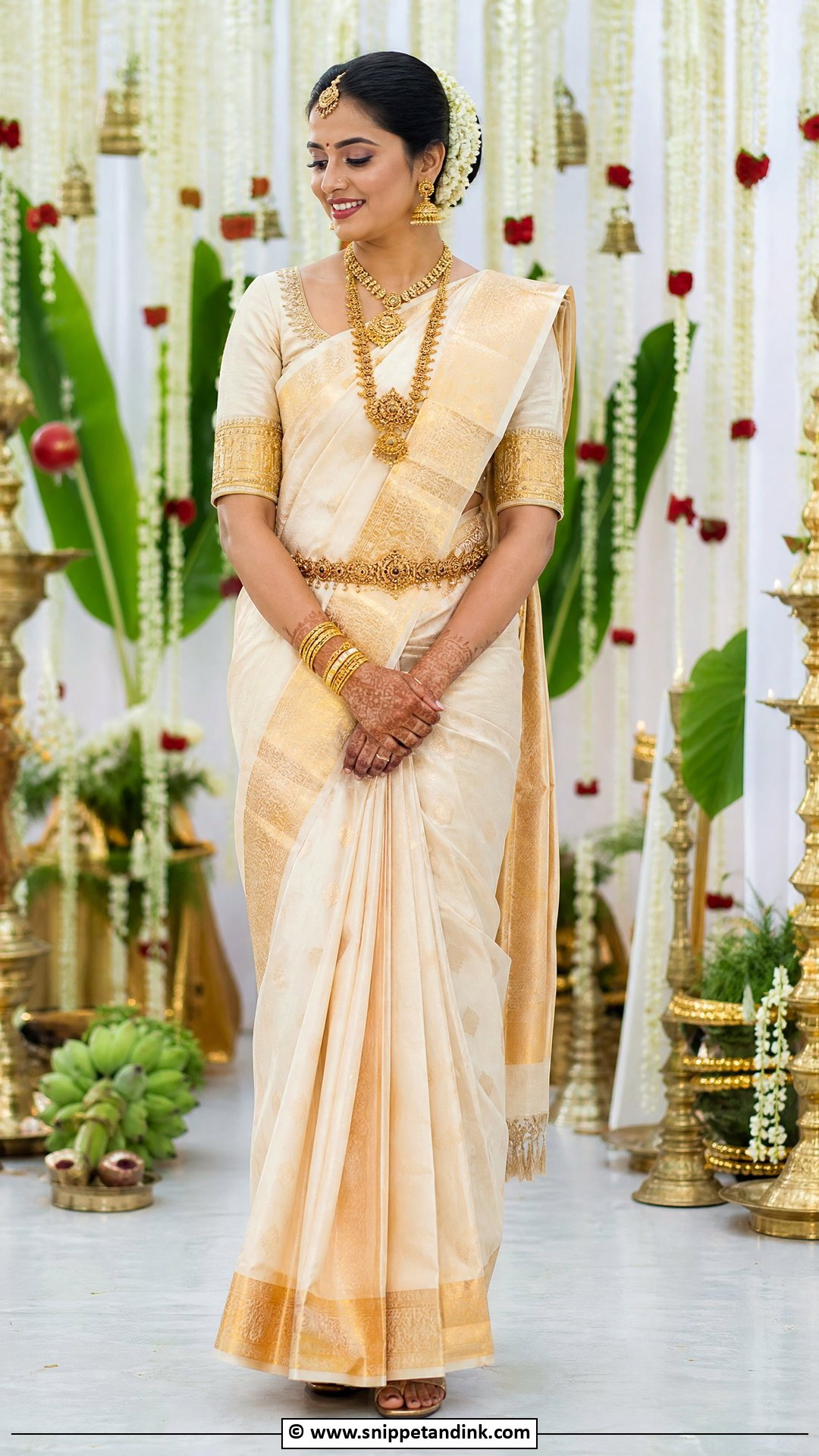 Bridal Blouse With Temple Border - Snippet and Ink - 35 Bridal Blouse Ideas