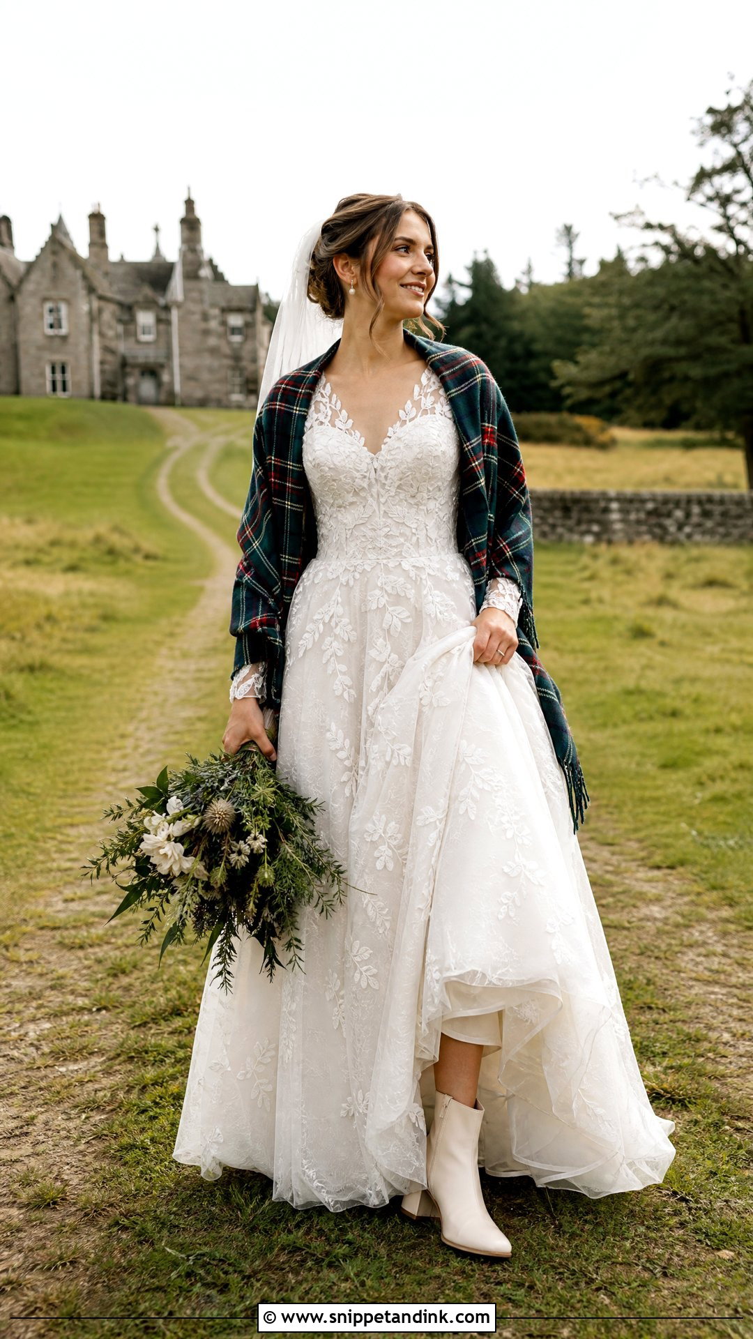 Bridal Boots And Lace Wedding Dress - Snippet and Ink - 20 Scotland Wedding Dress Ideas