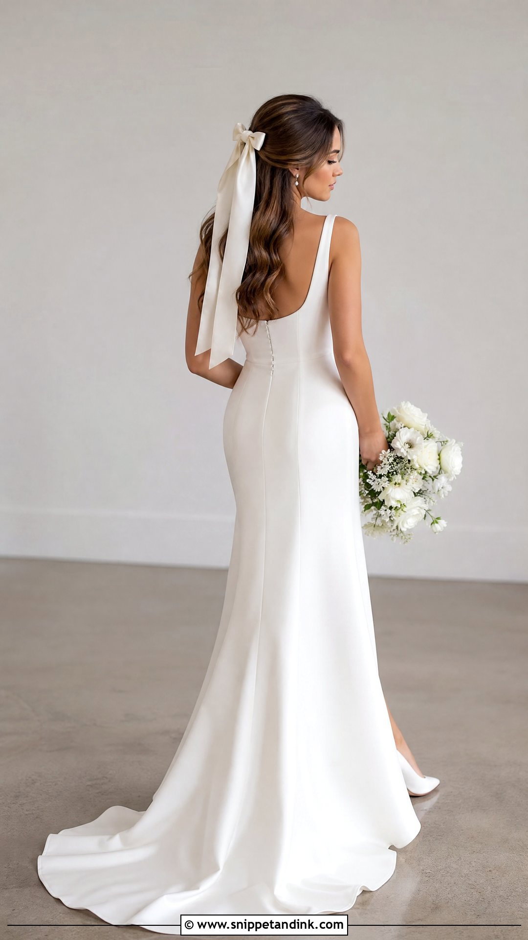 Bridal Bow Hair Down Look - Snippet and Ink - 20 Hair Down Bridal Styles