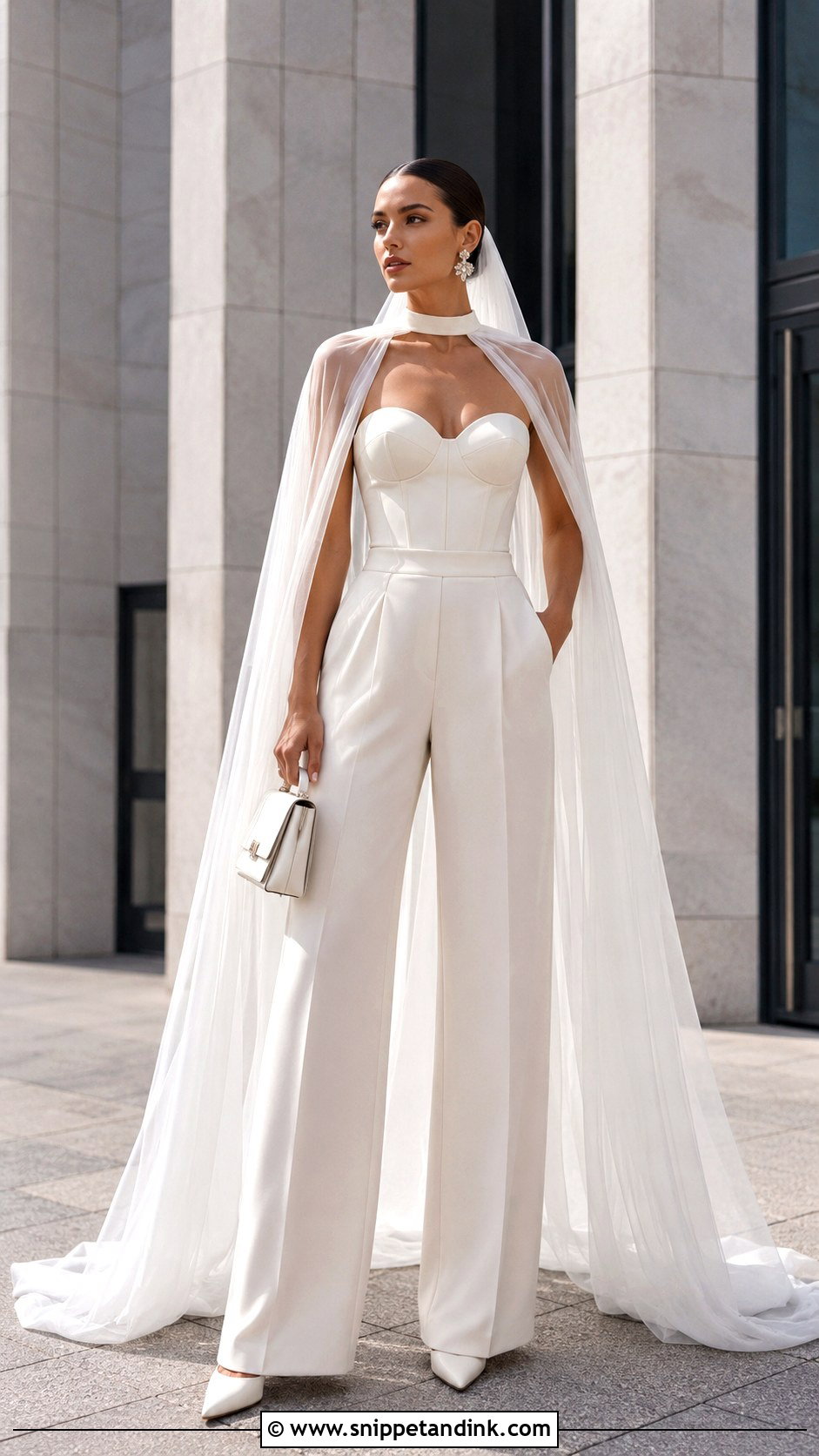 Bridal Bustier Top With Wide Leg Pants - Snippet and Ink - 20 Bridal Separates Tops Ideas
