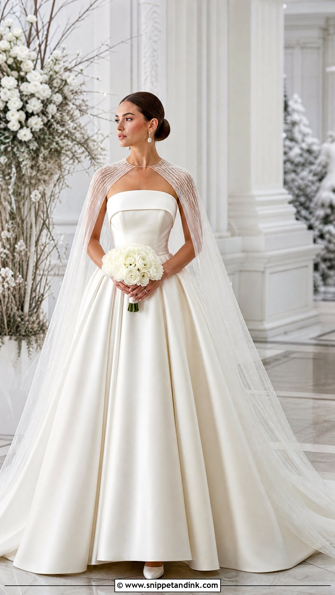 Bridal Cape Ballgown Wedding Dress - Snippet and Ink - 20 Wedding Gown Ballgown Ideas